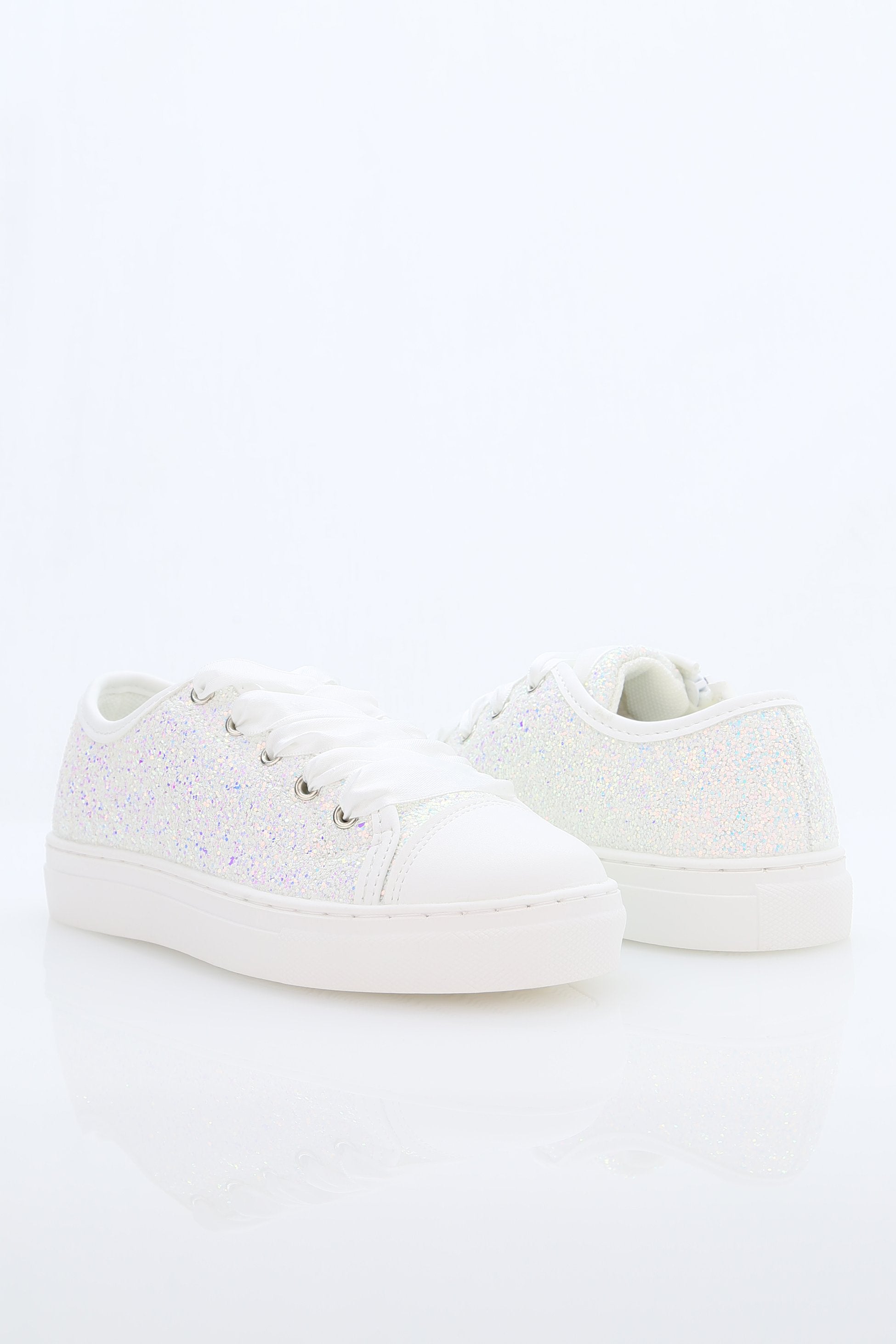 Girls' Glitter Sneakers with Satin Ribbon Laces – TRINITY - Multicolour