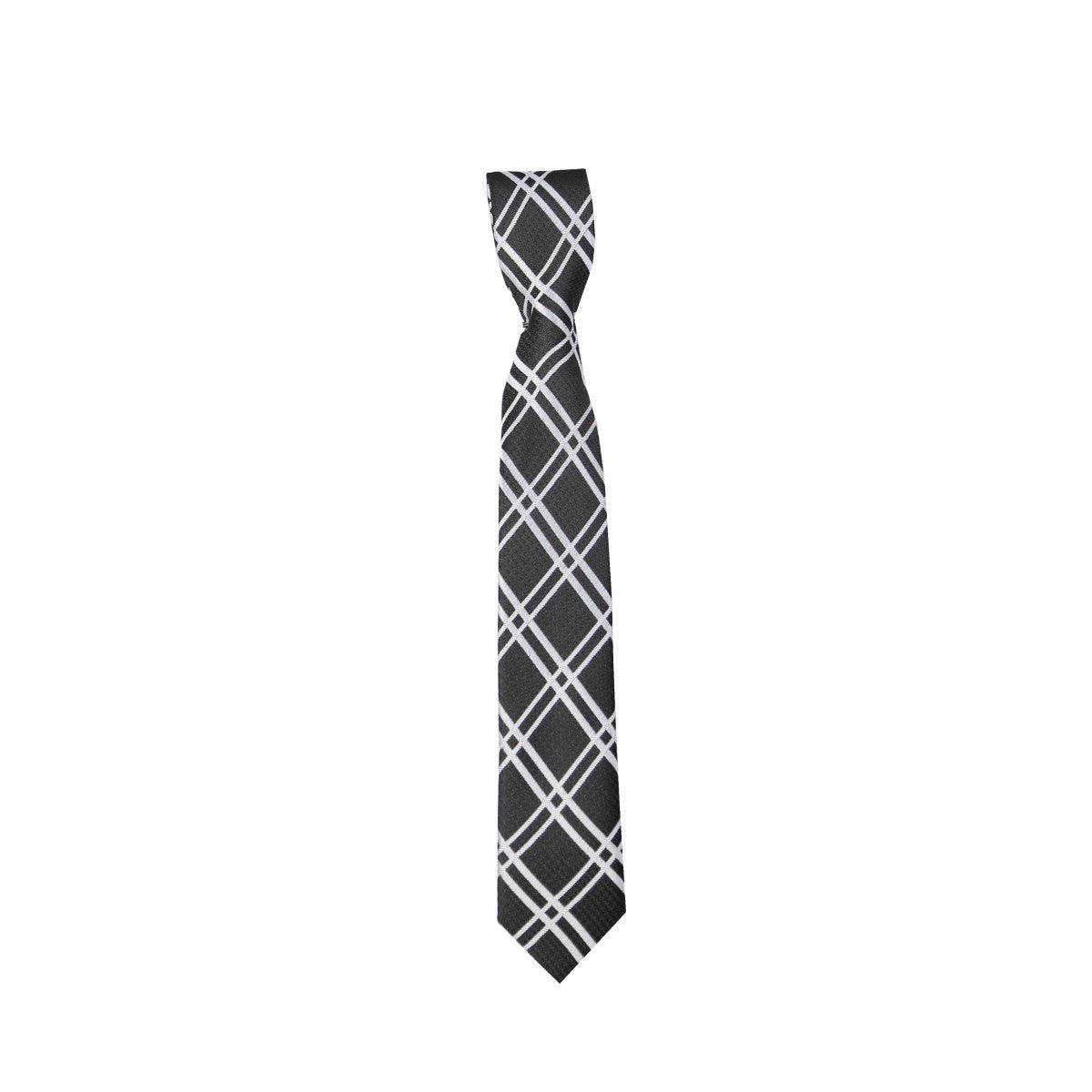 Boys Plaid Checkered Tie  Black and White