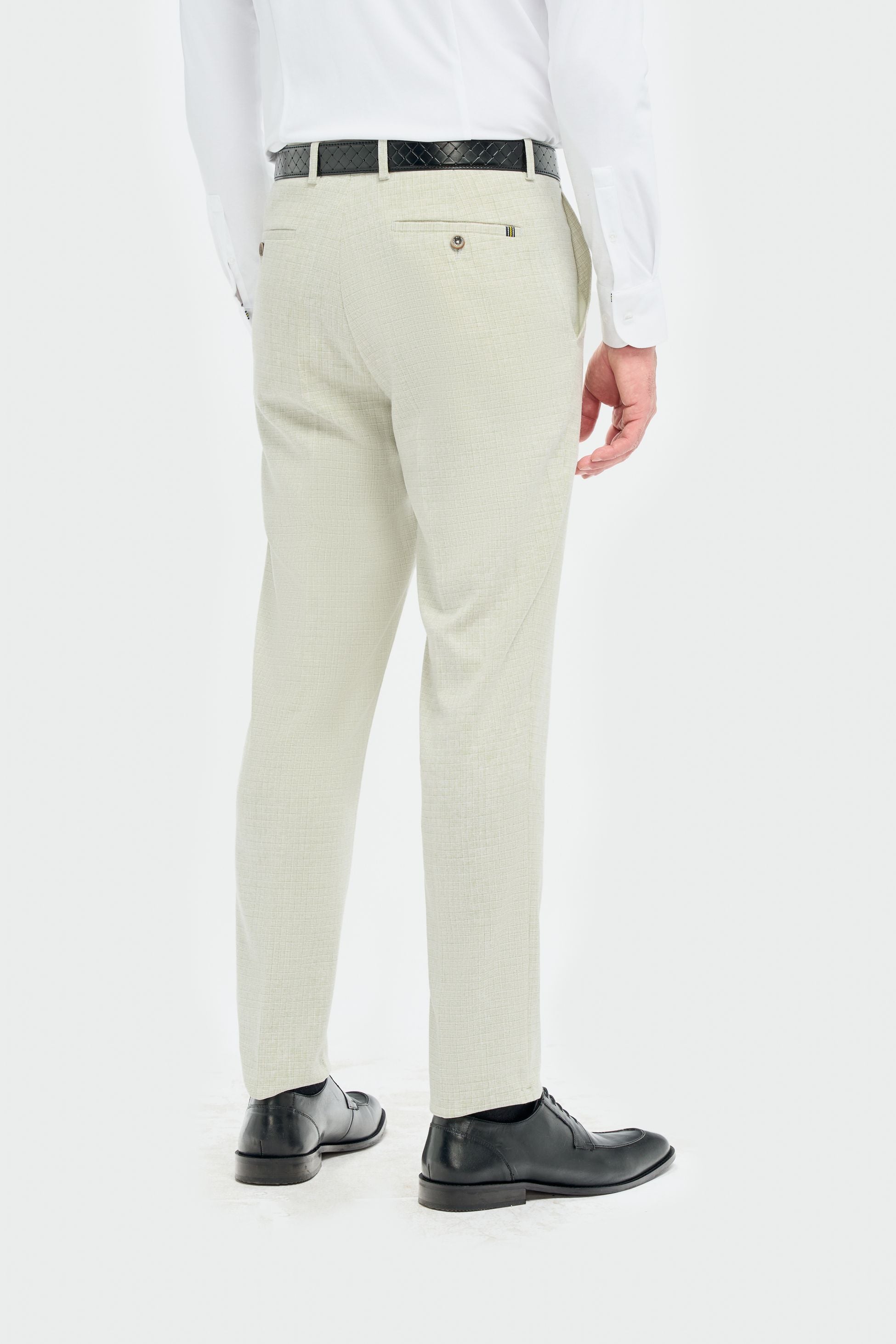 Men’s Slim Fit Textured Formal Trousers - Tropez - Sage Green