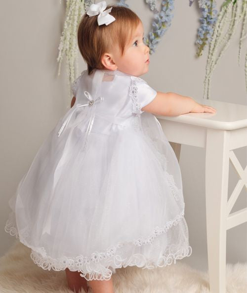 Baby Girls White Sparkling Christening Dress Set - L321 - White