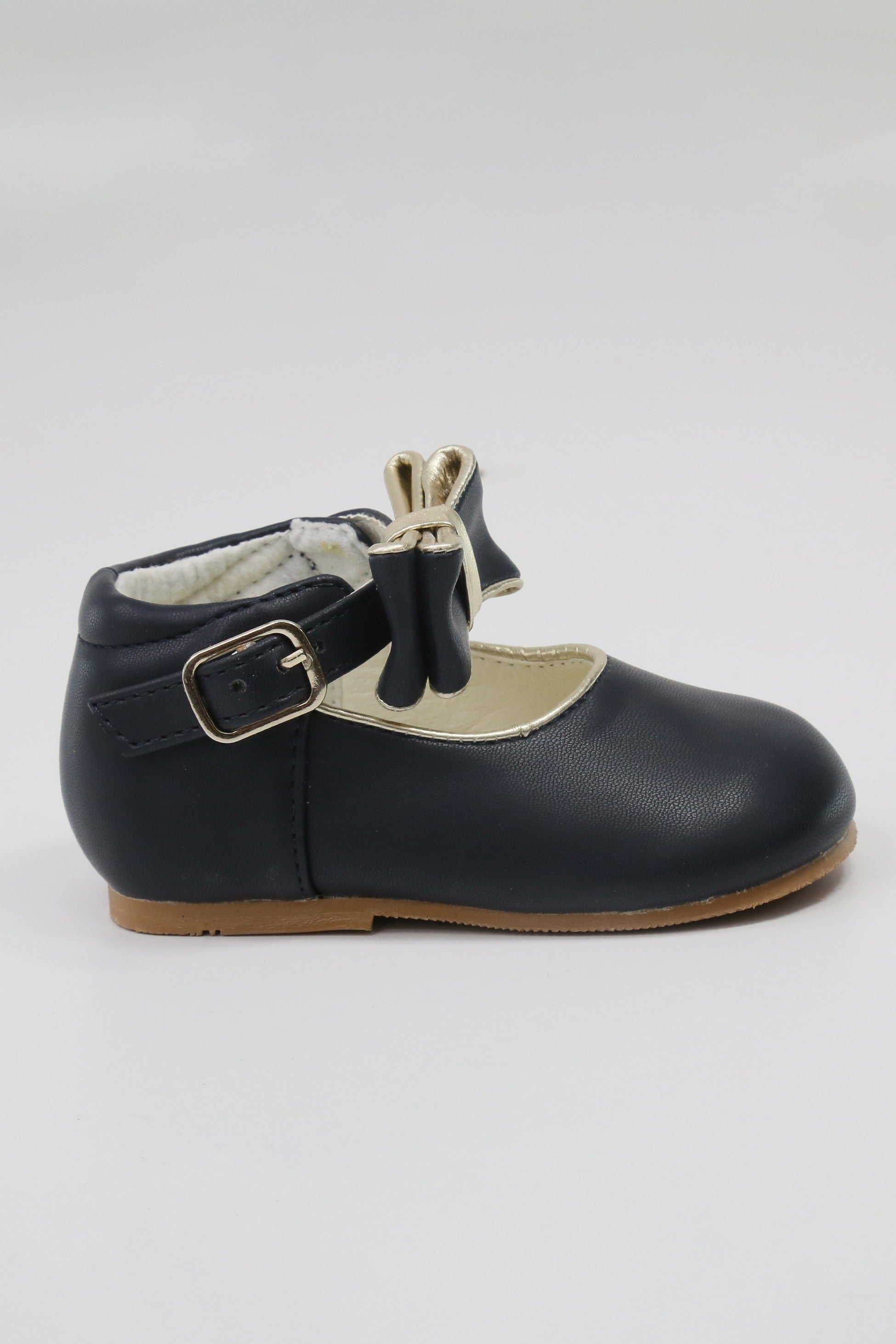 Chic Baby Girls Bow Buckle Shoes - SKY - Navy Blue