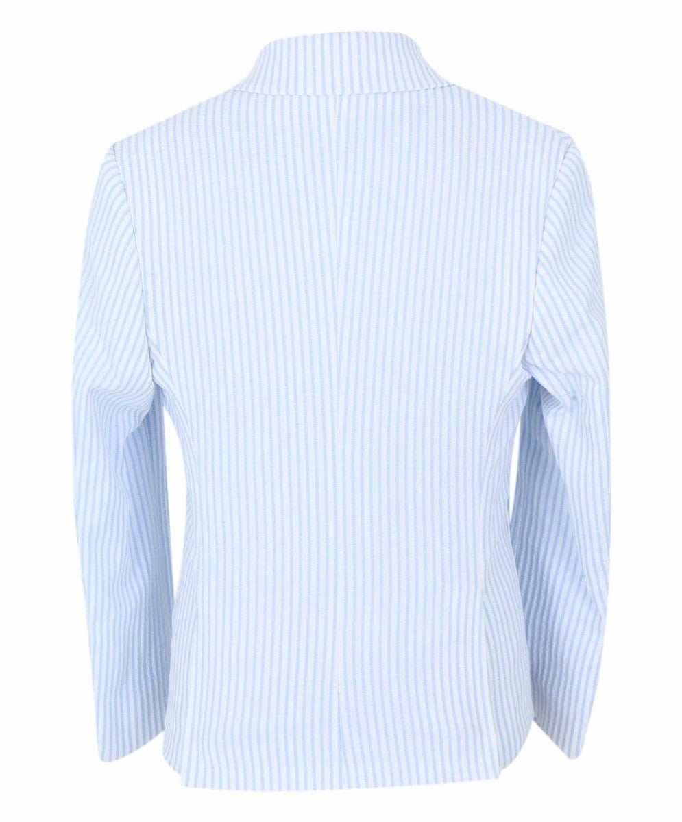 Boys Slim Fit Pinstripe Boating Blazer - Sky Blue