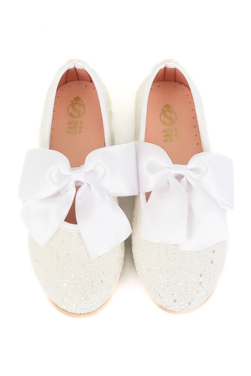 Girls Sequin Ballerina Flat Pumps - LOLA - Ivory