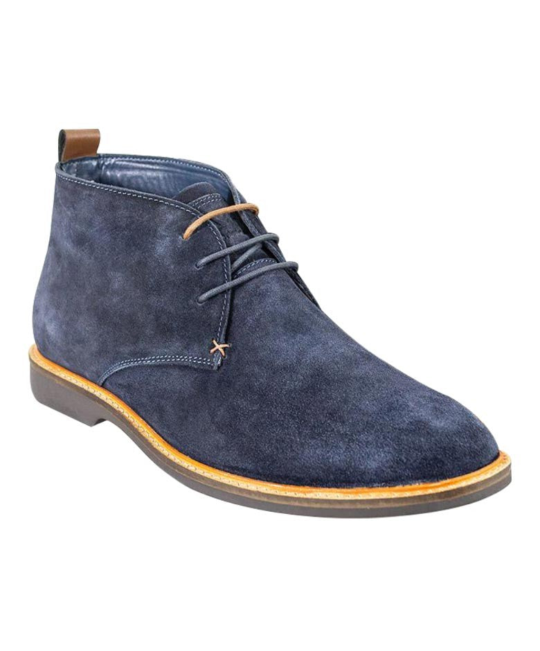 Men's Suede Chukka Boots - SAHARA - Navy Blue