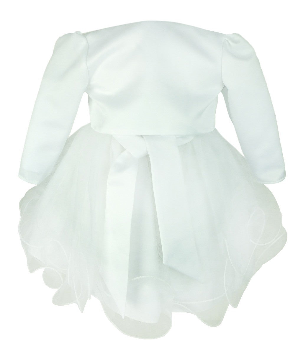 Girls Christening Wedding Dress with Butterfly Bolero Jacket - White