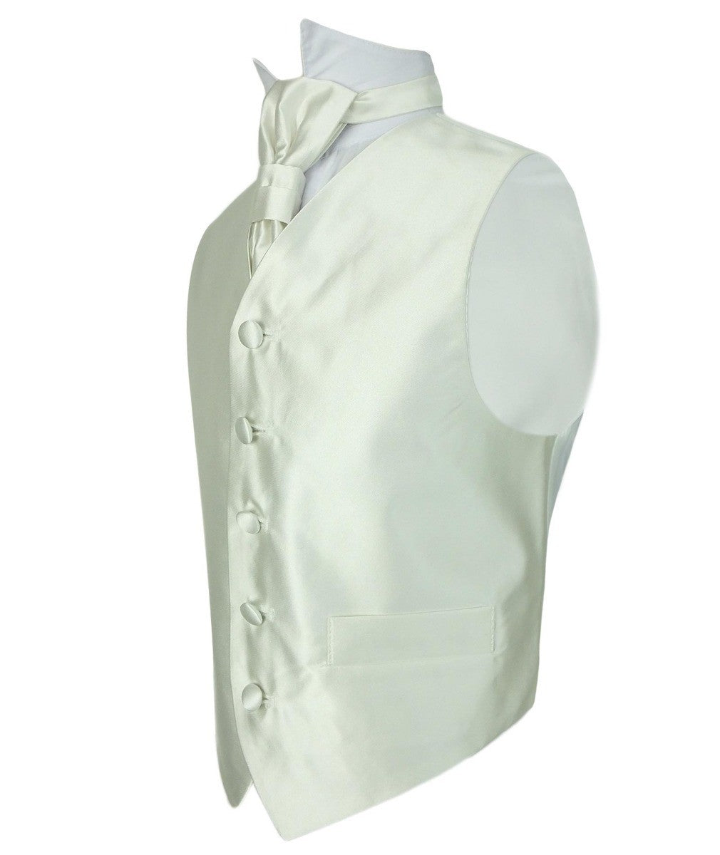 Boys Satin Waistcoat & Cravat Set - Ivory