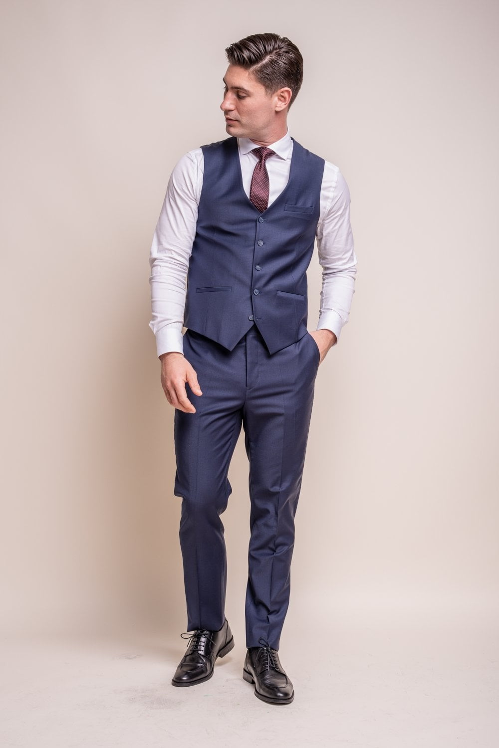 Men's Wool Blend Slim Fit Waistcoat- BOND - Navy