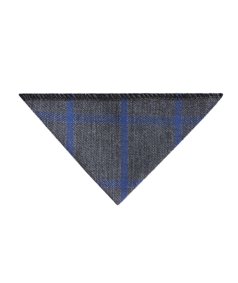 Boys Slim Check Tweed Tie and Hanky Set - Grey - Blue