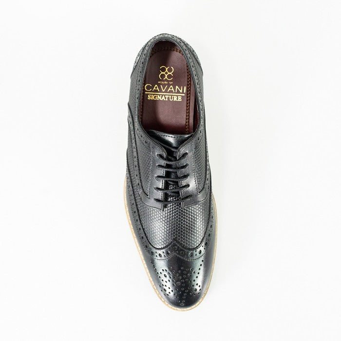 Men's Lace Up Leather Brogue Dress Shoes - Black