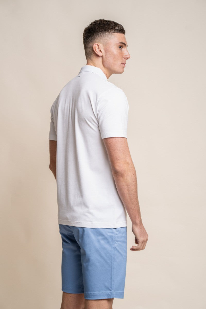 Men's Slim Fit Cotton Short Sleeve Polo T-Shirt - Kelsey - White