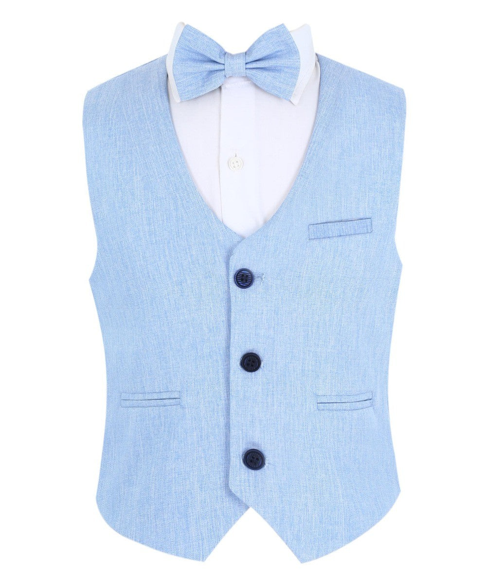 Boys Formal Waistcoat Suit Set - Blue - Beige