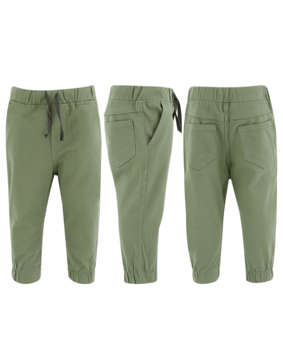 Baby Boys Cotton Stretch Chino Trousers - ENZO - Sage Green