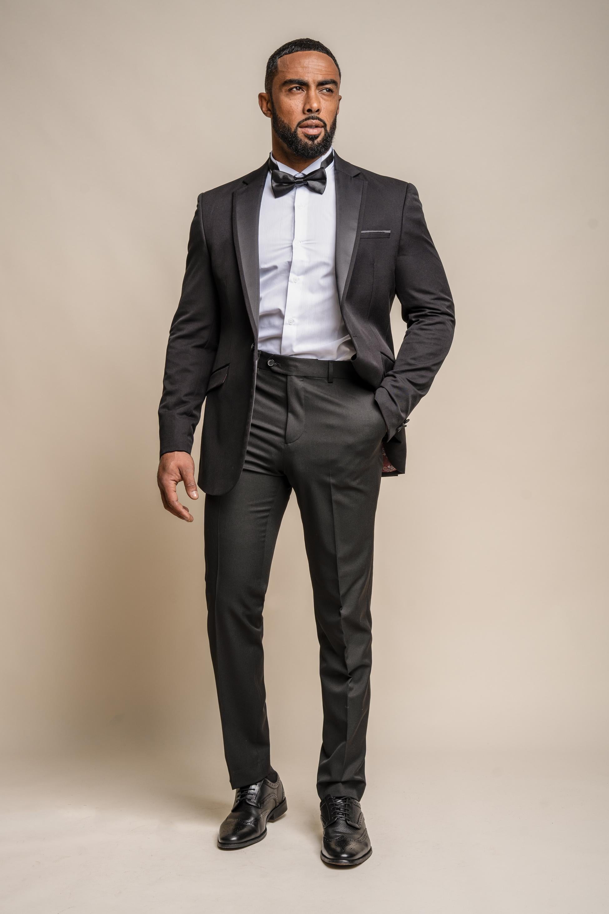 Men's Slim Fit Tuxedo Black Suit - Black