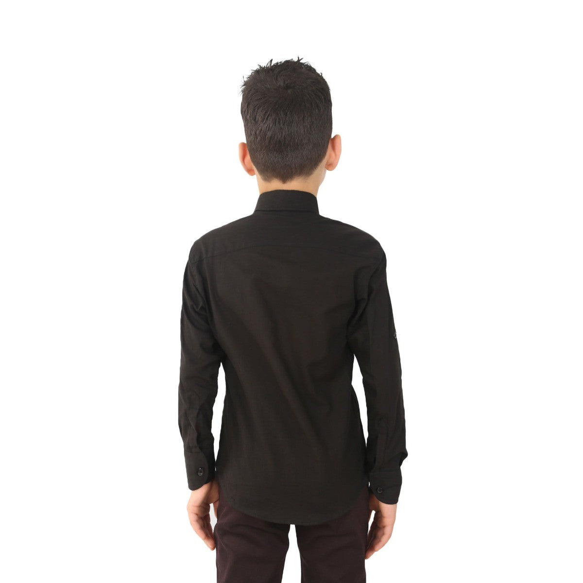 Boys Linen Roll Up Sleeve Shirt - Black