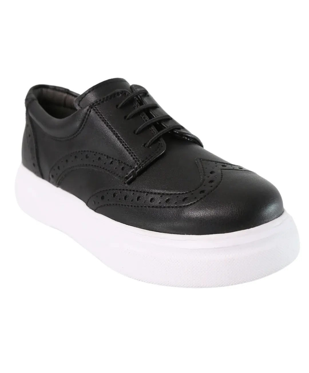 Boys Chunky Sole Black Brogue Shoes - Black