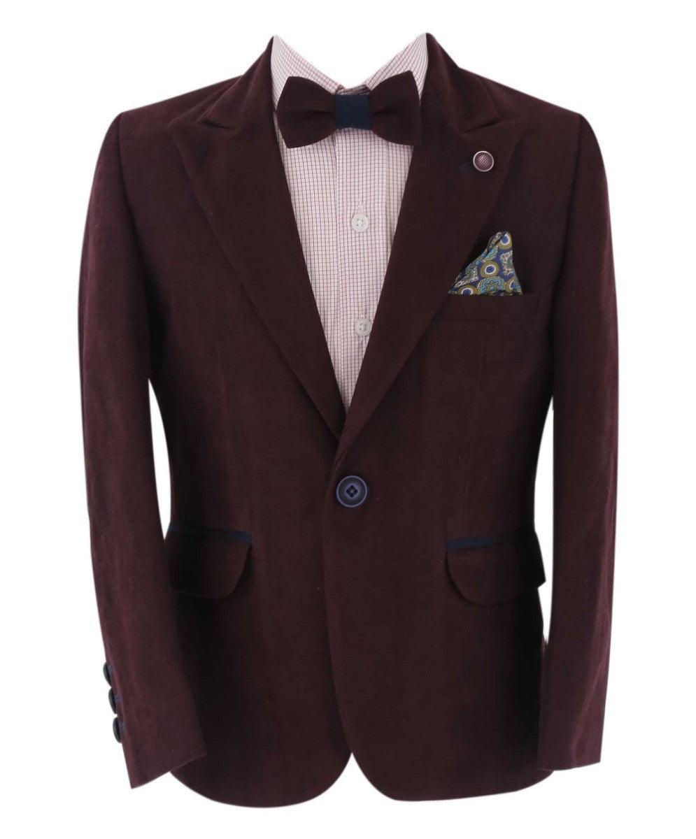 Boys Slim Fit Formal Suit Set - ARCHIE - Burgundy