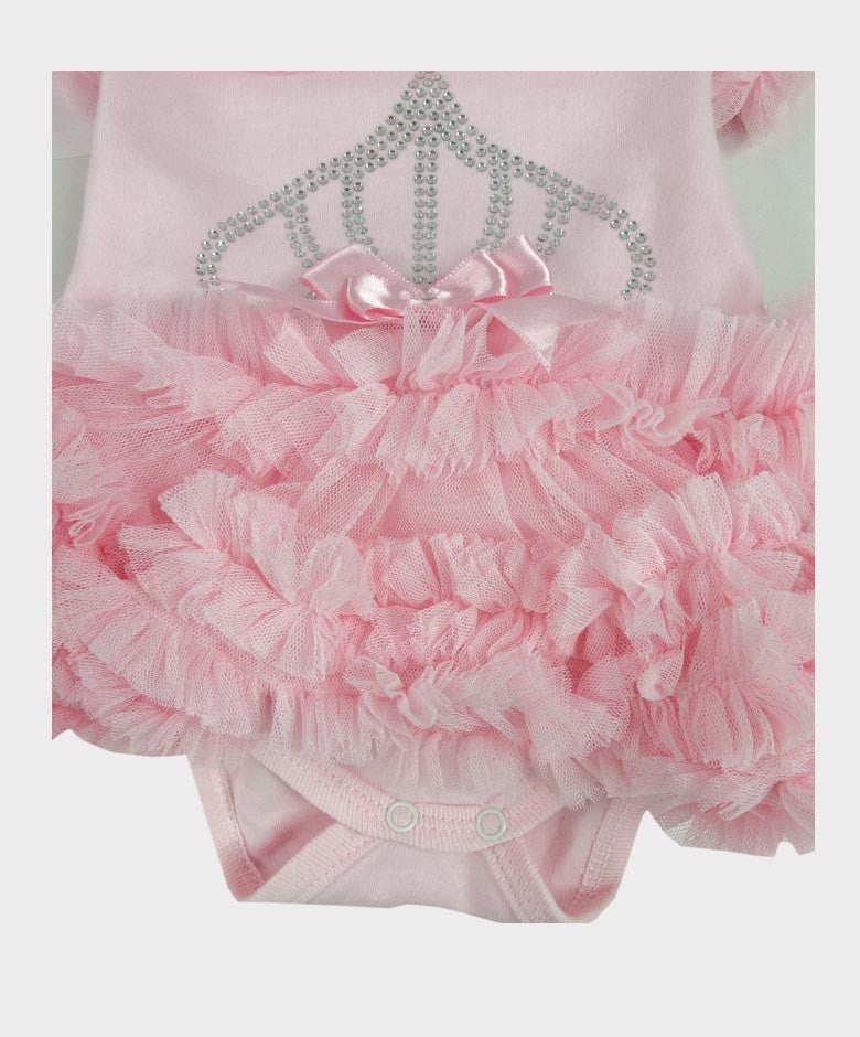 Baby Girl Tulle Cotton Tutu Bodysuit - Pink