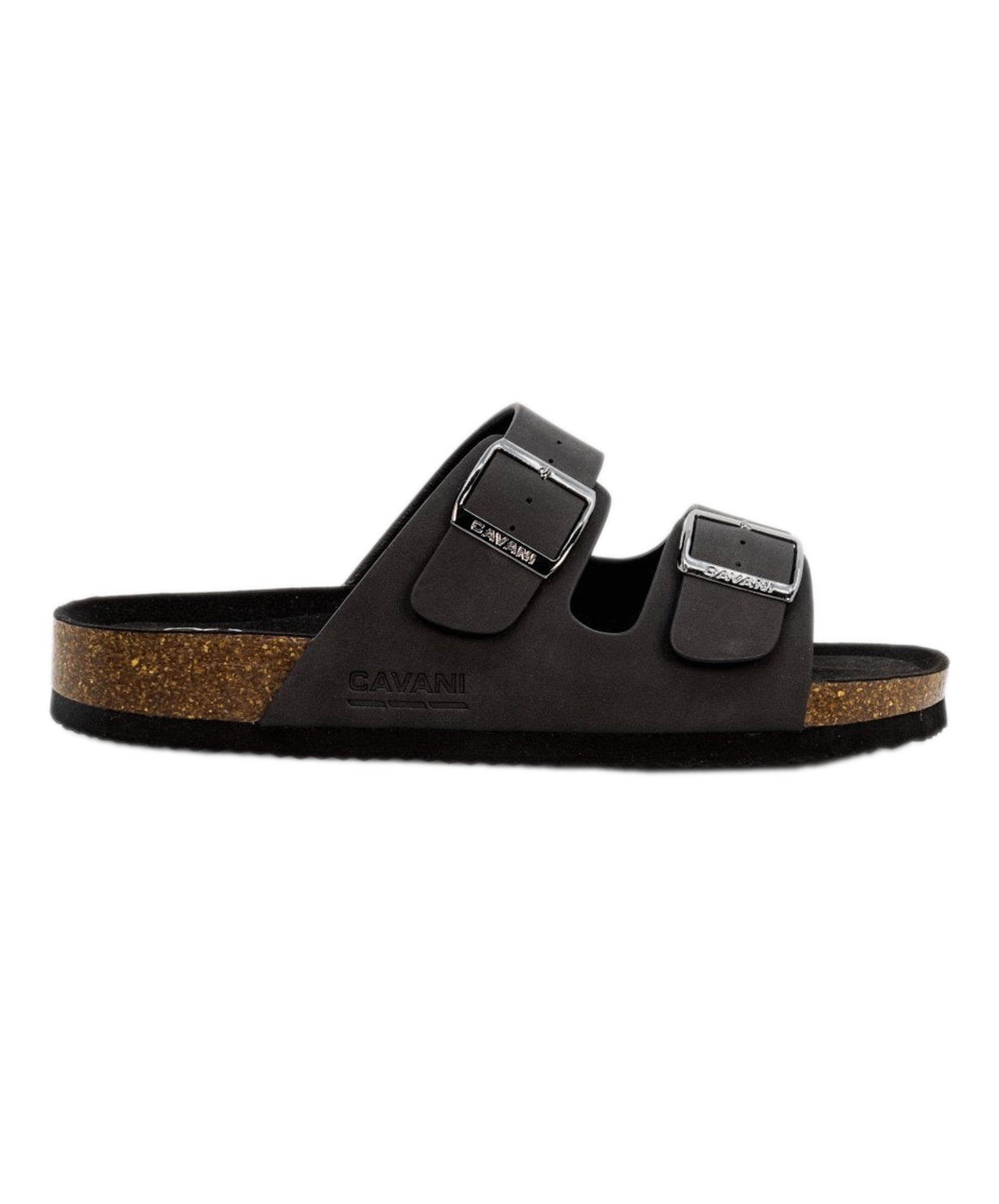 Men's Buckle-Strap Cork Slider Sandals - DAYTONA - Black