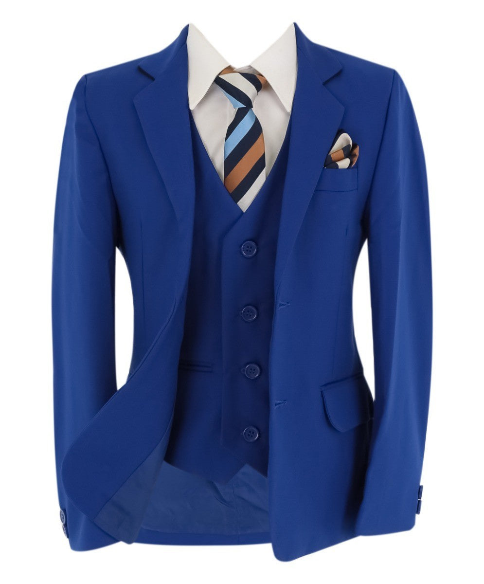 Boys 6 Piece All In One Formal Suit Set - RUN - Electric Blue