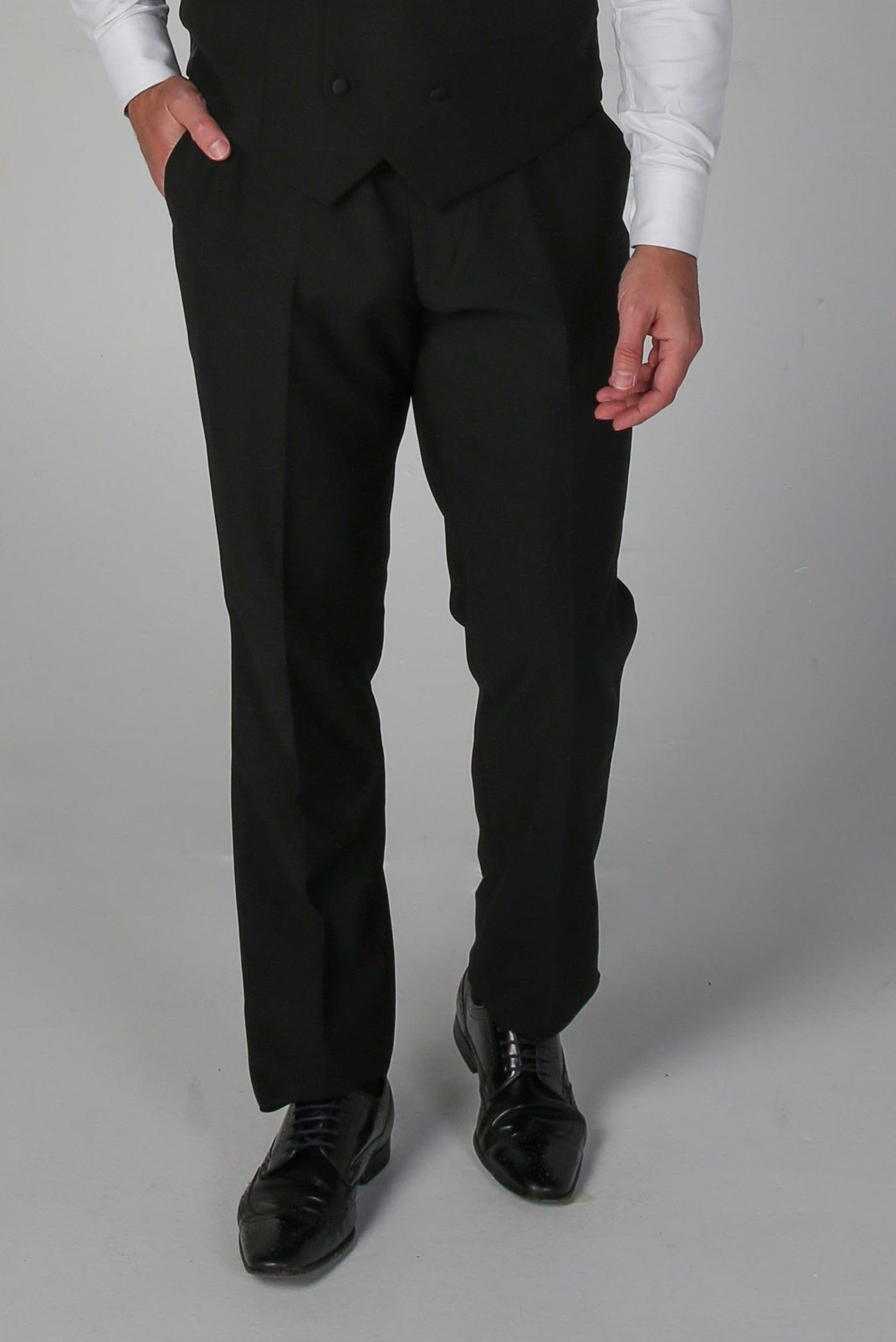 Men's Black Tuxedo Dinner Suit Trousers - FORD - Black