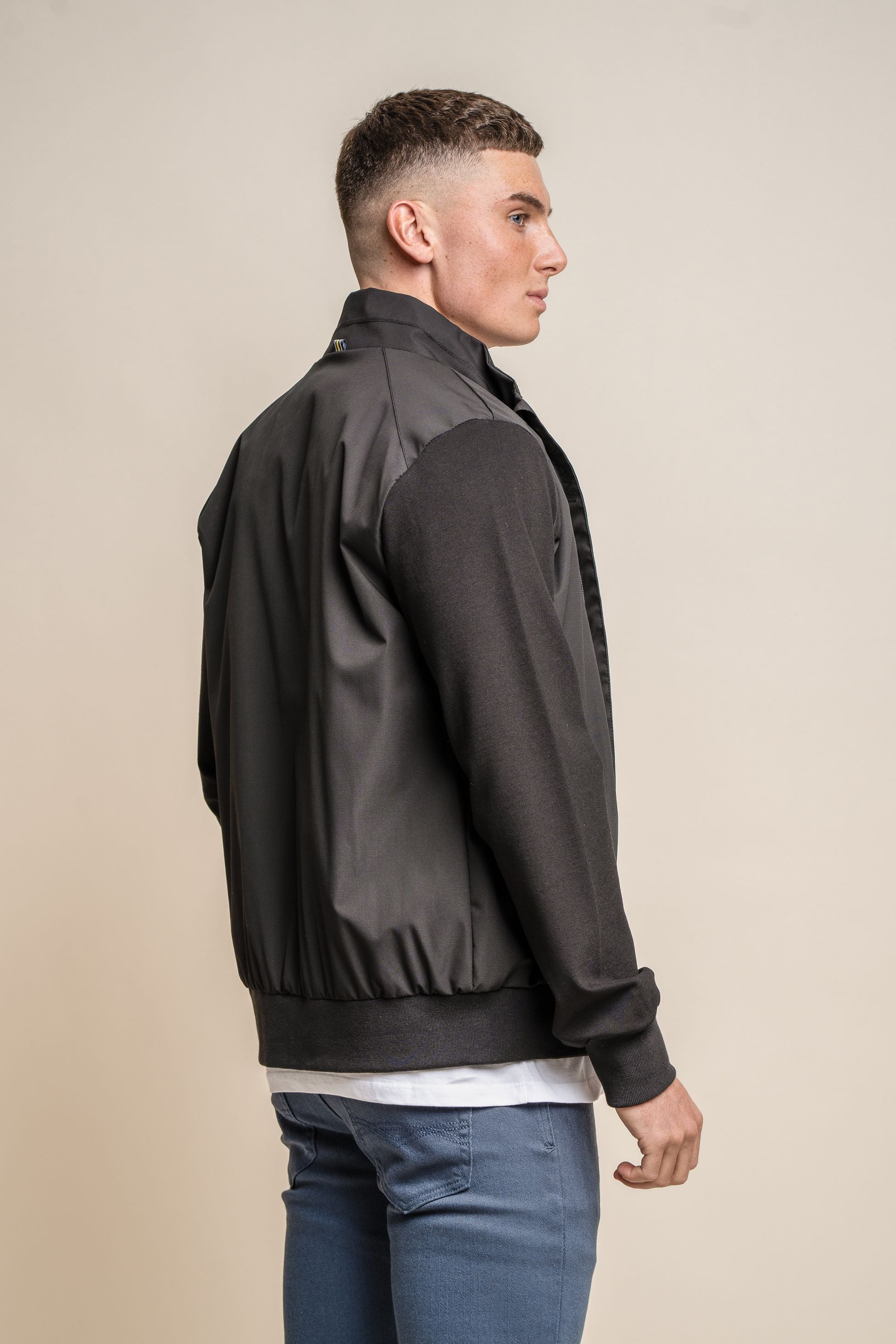 Men's Lightweight Slim Fit Bomber Jacket - KASPER - Black