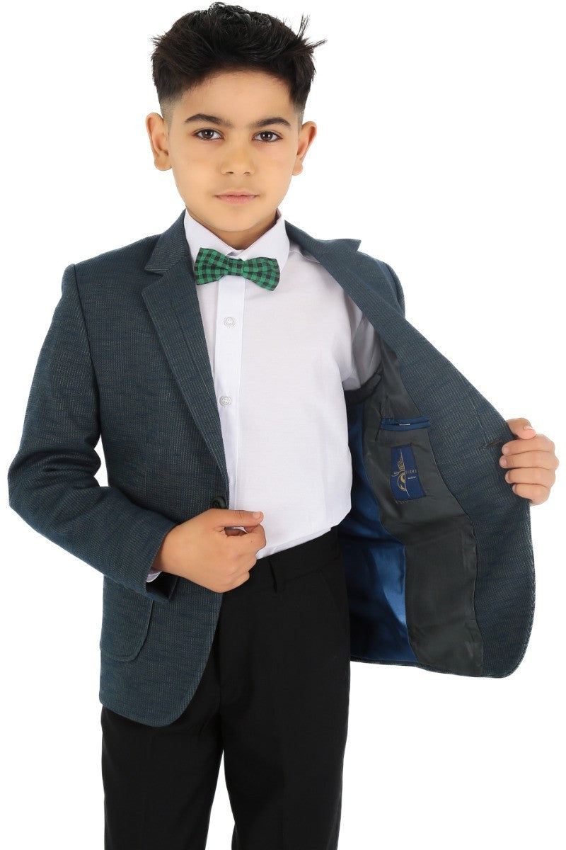 Boys Cotton Blend Slim Fit Formal Twill Blazer - Khaki Green