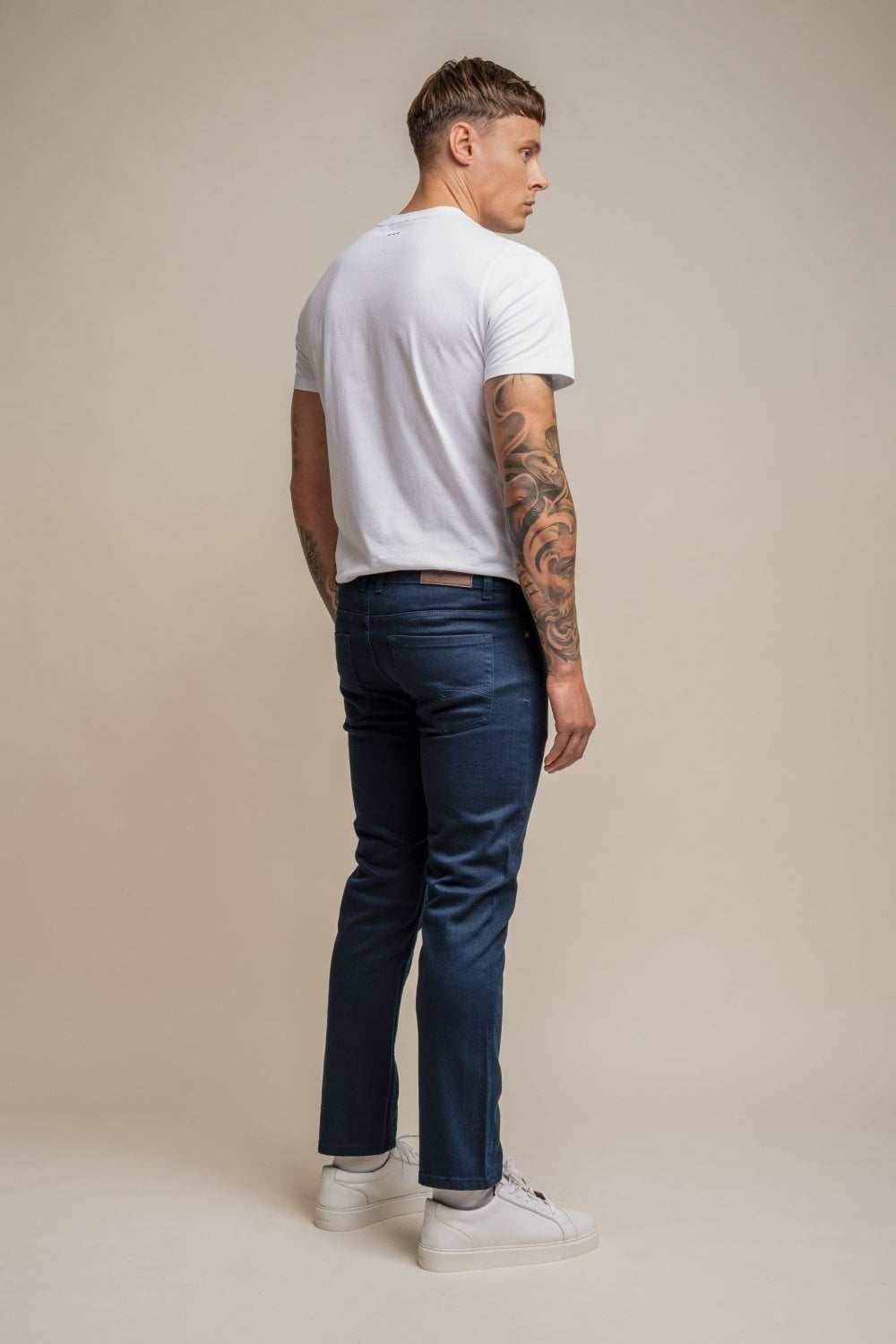 Men's Cotton Slim Fit Stretch Denim Jeans - MILANO - Navy Blue