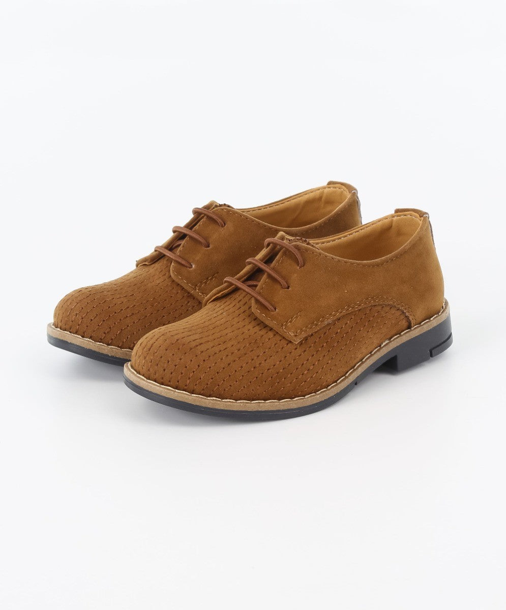 Boys Suede Lace Up Formal Shoes - Tan Brown