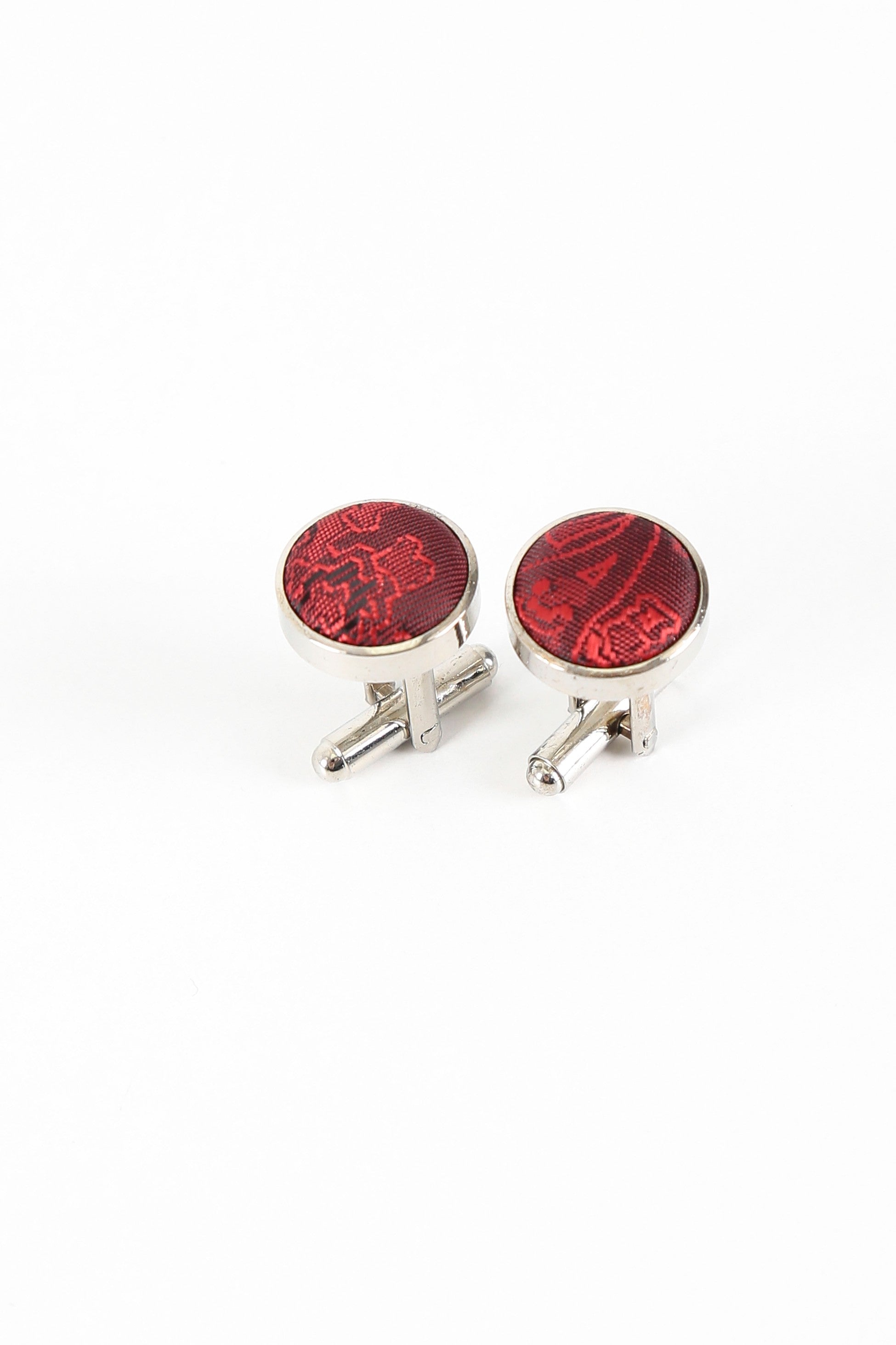 Men's Paisley Tie Cufflink Set - Red