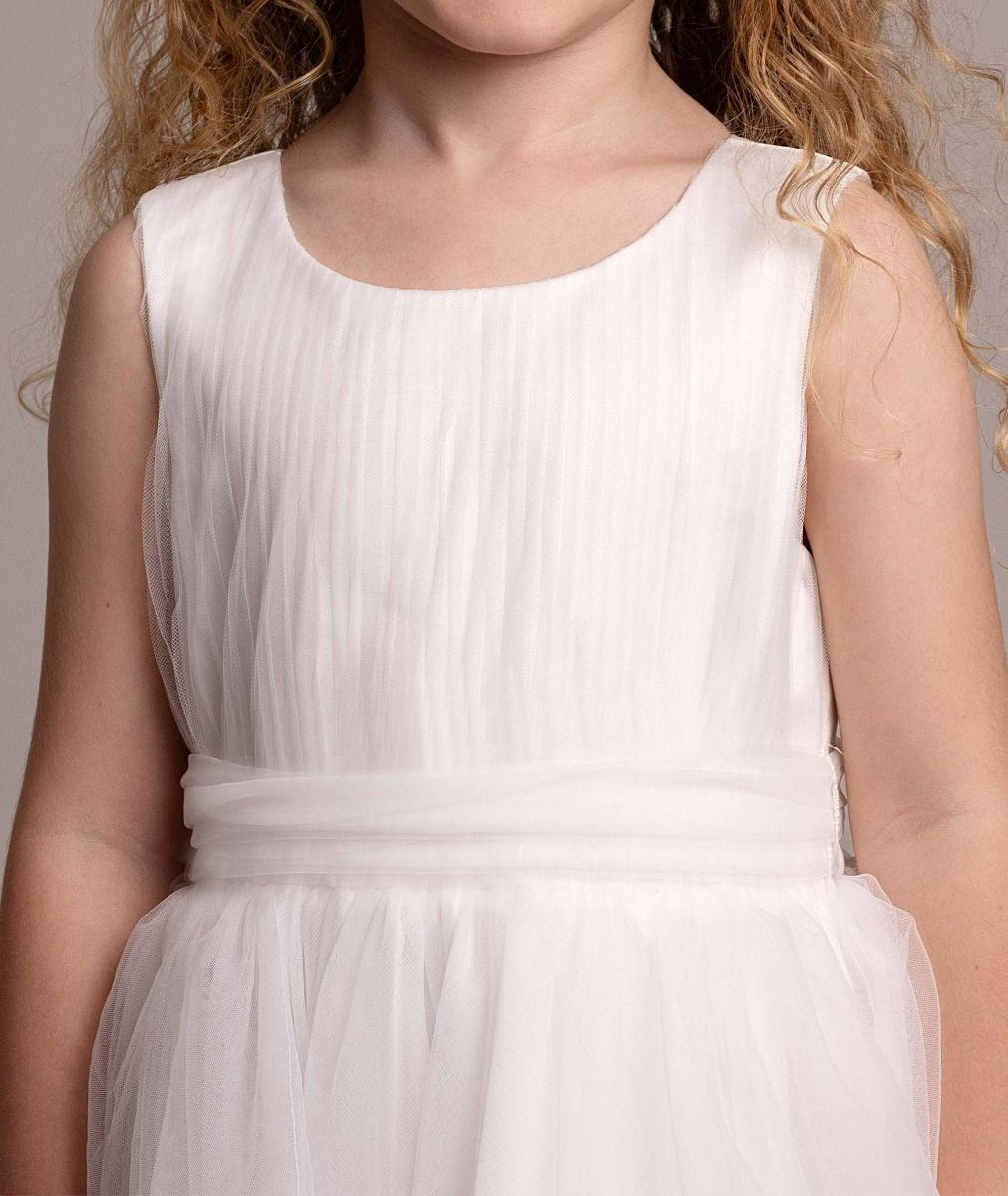 Babies and Girls Pleated Ivory Lace Dress - SABRINA - Ivory