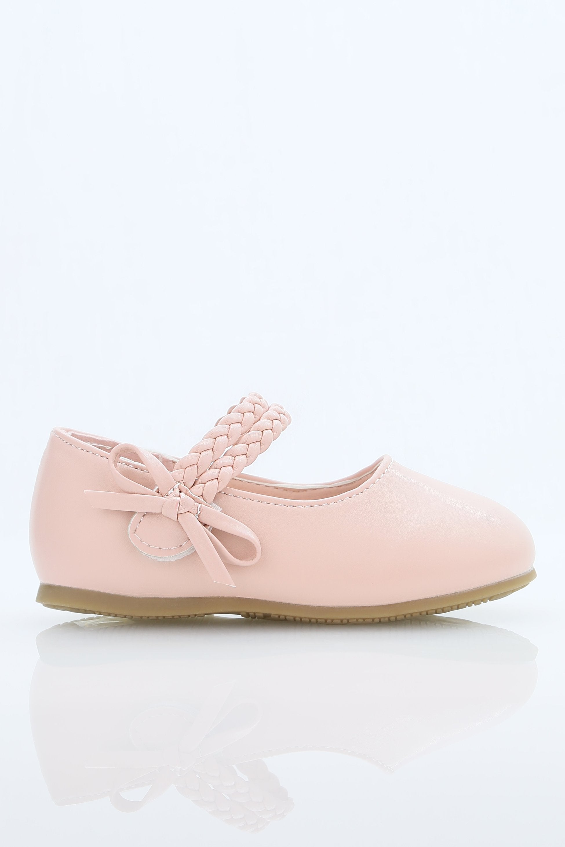 Little Girls’ Braided Strap Mary Jane Shoes with Bow - OPHELIA - Pink