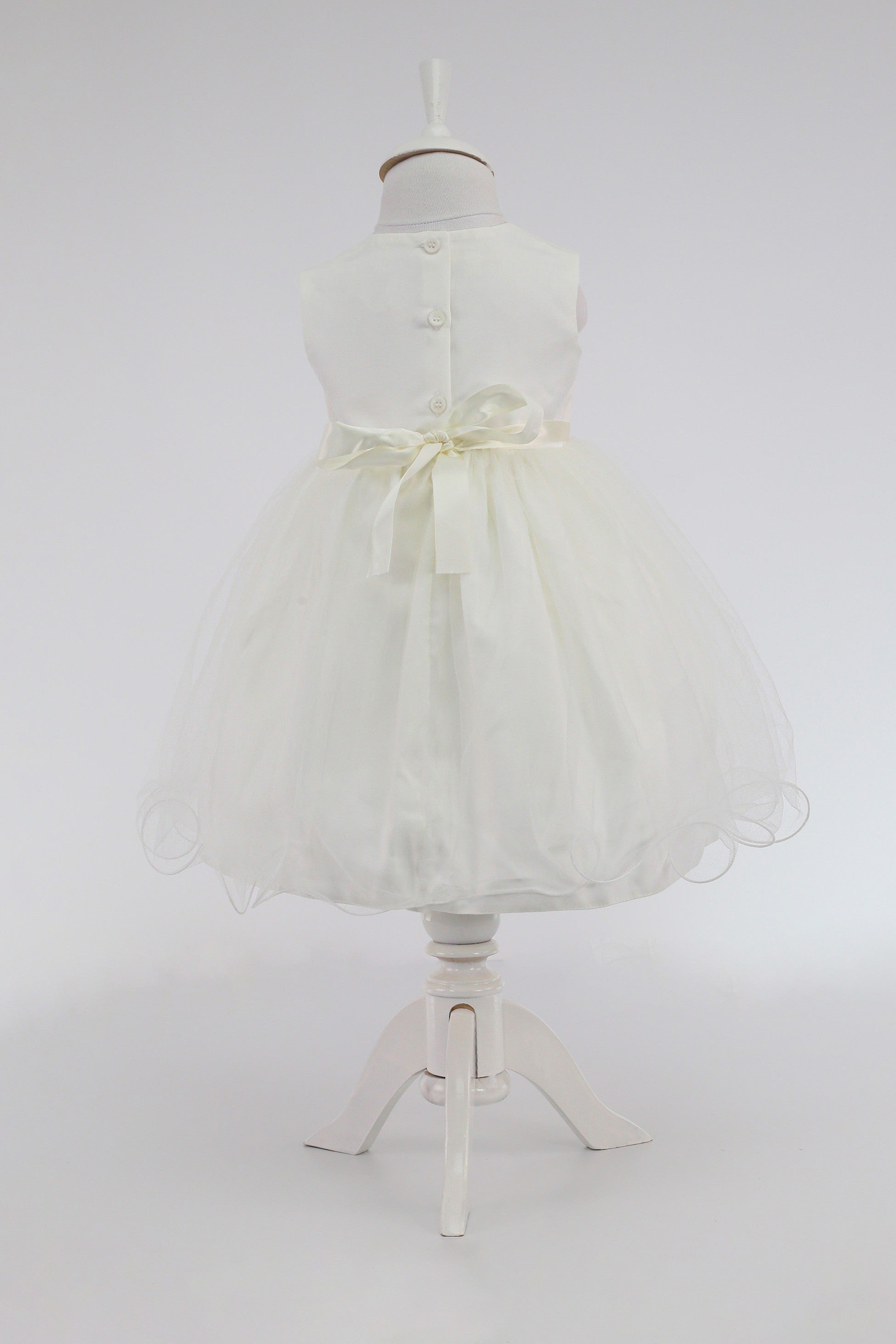 Baby Girl Dress with Lace Overlay Jacket - B1201 - Ivory