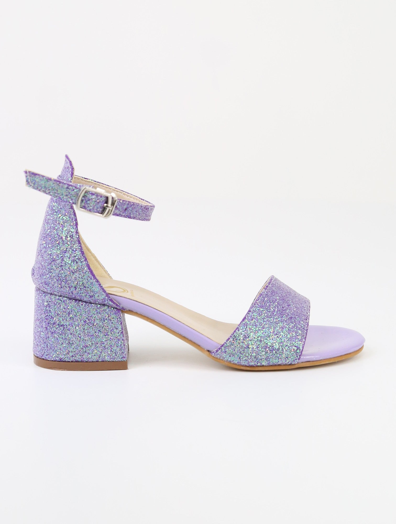 Girls Ankle-Strap Block Heel Sandals - SPARKLE - Purple