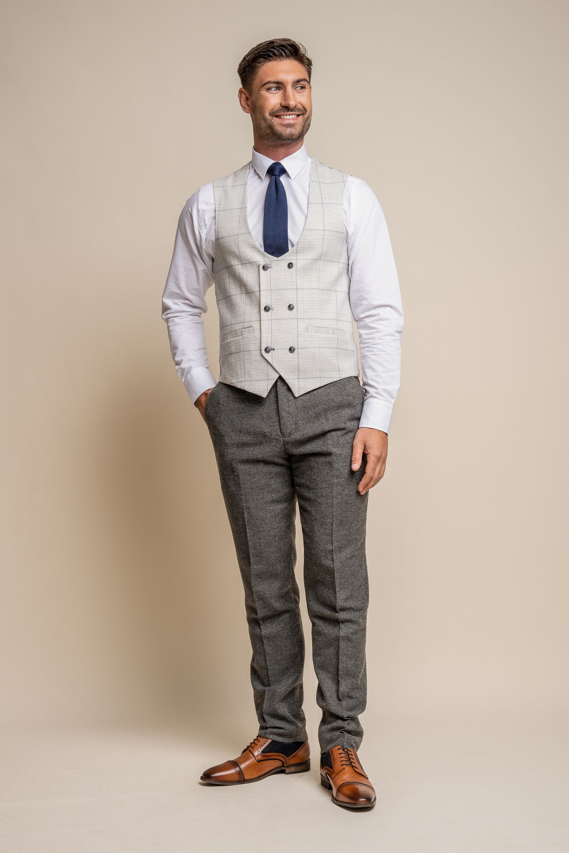 Men's Herringbone Suit with Double-breasted Waistcoat - Combined Set Martez Radika