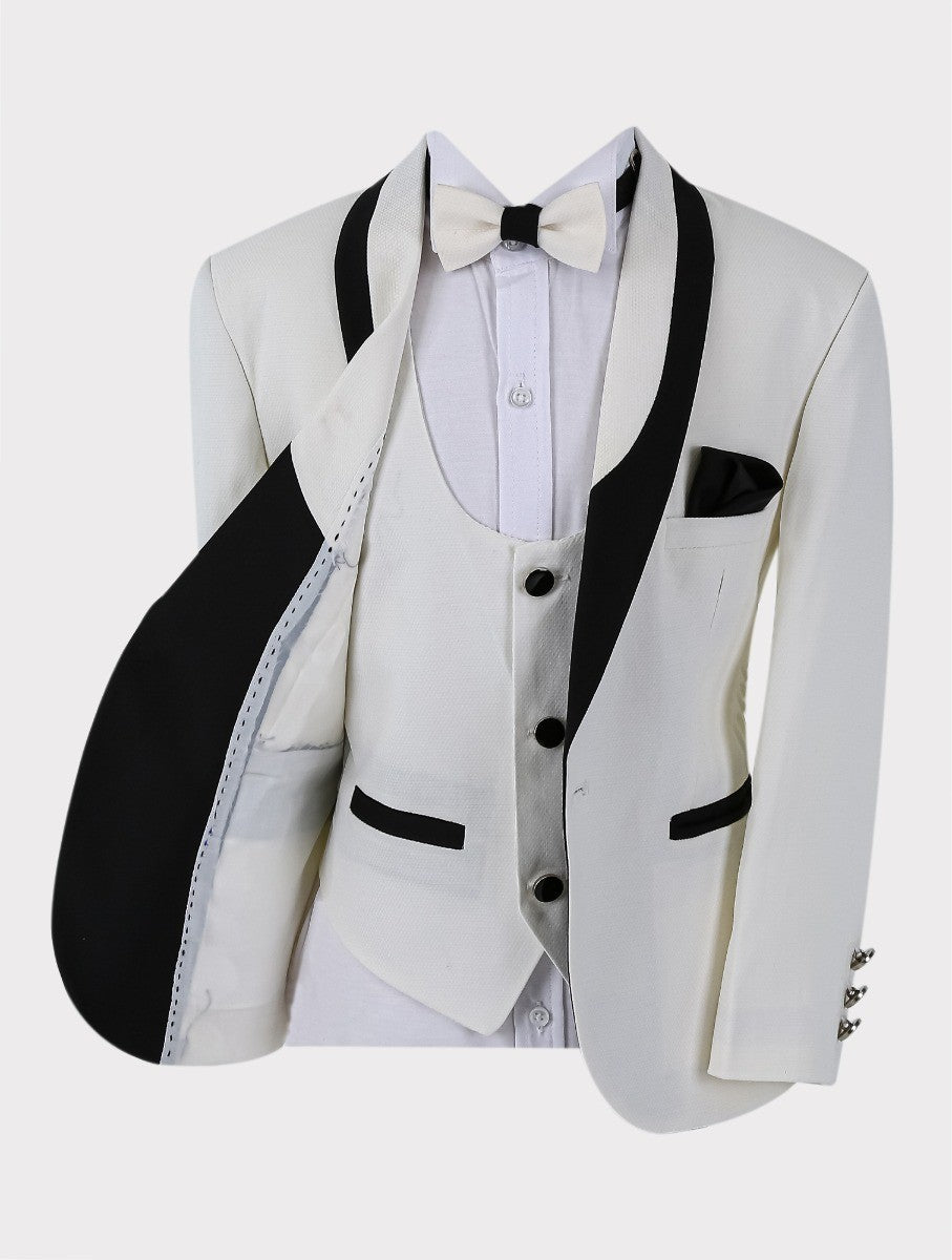 Boys All in One 6 Pieces Tuxedo Dinner Suit - HARRISON - Ivory