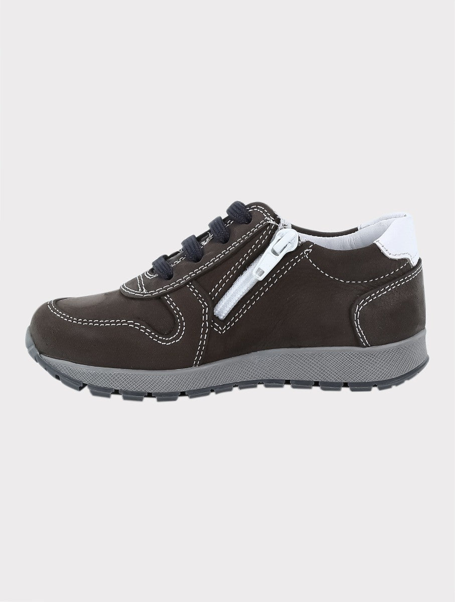 Boys Genuine Leather Brown Sneakers - VENOSA - Brown