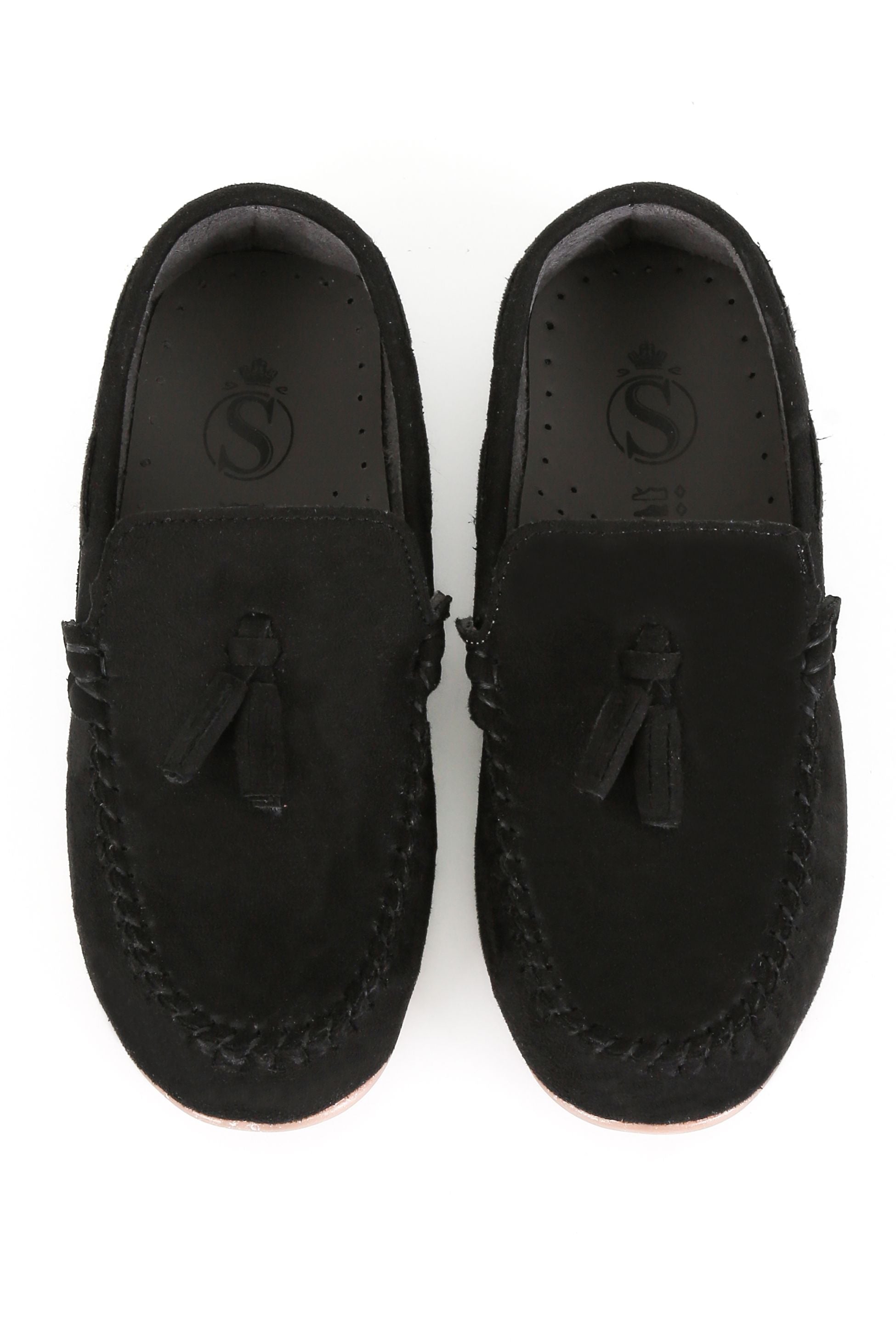 Boys Slip on Tassel Suede Penny Loafer - BABYLON - Black