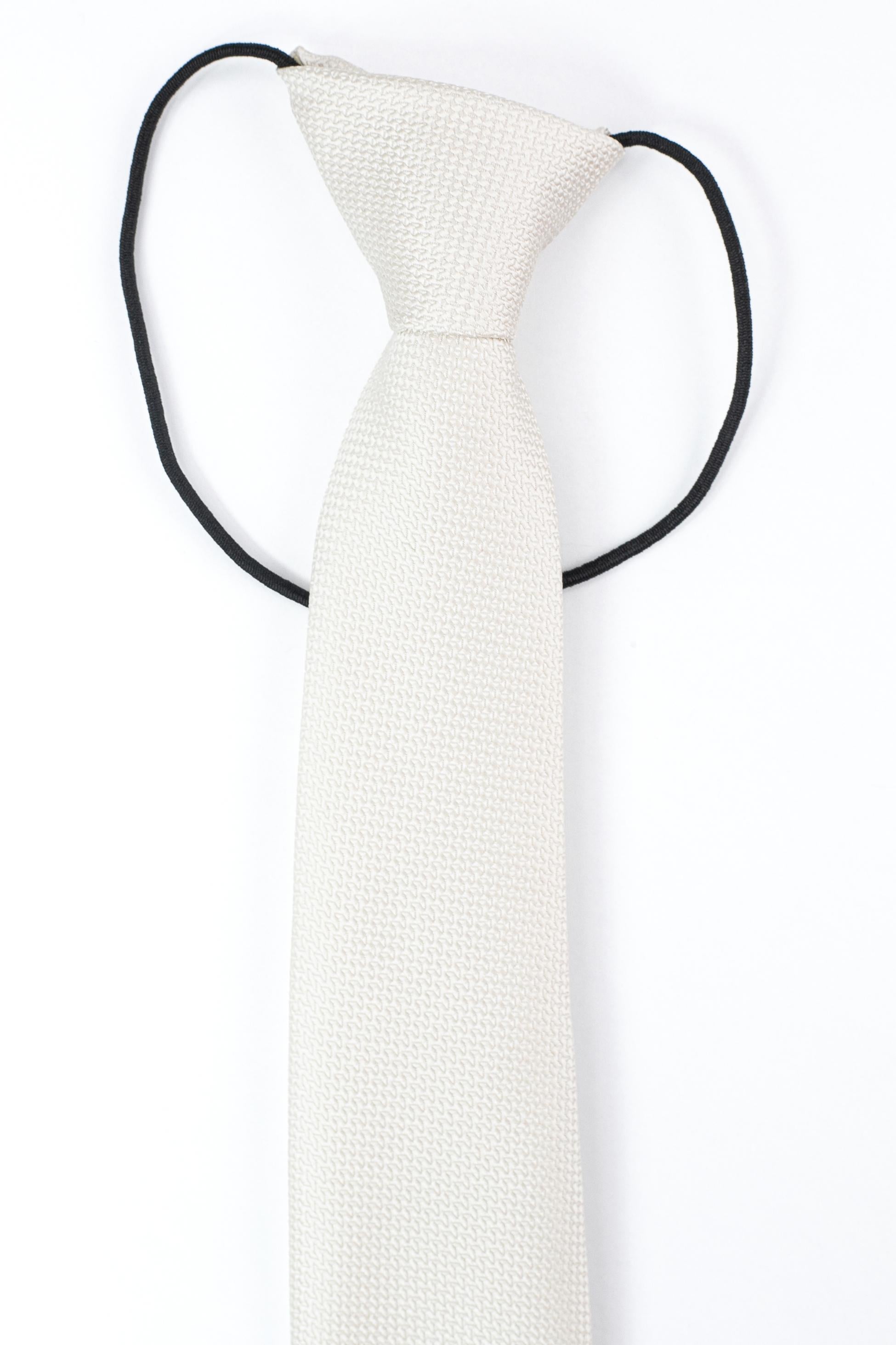 Boys’ Jacquard Tie & Hanky Set with Elastic Strap - Ivory