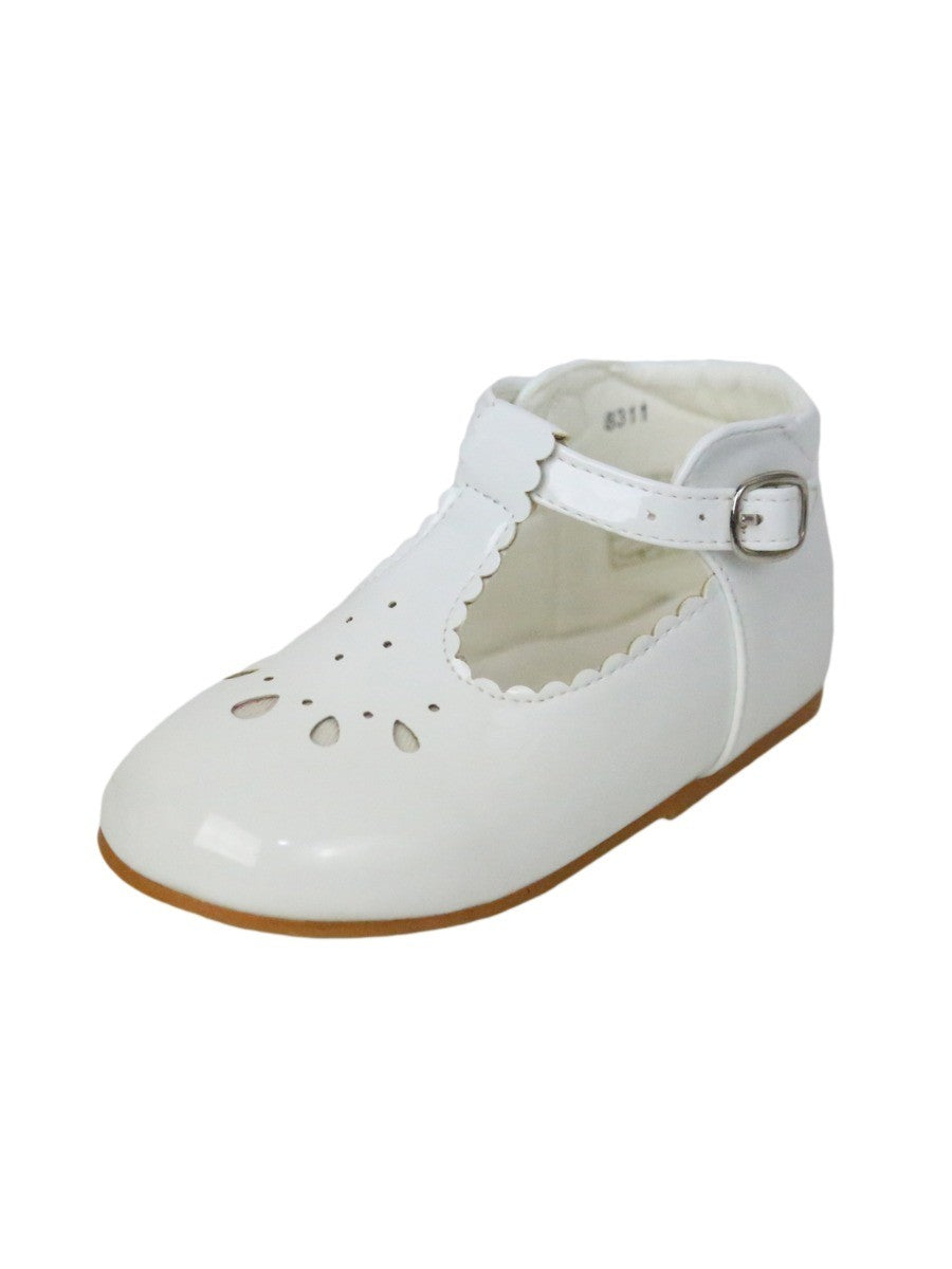 Girls Bridesmaid Perforated Shoes - White