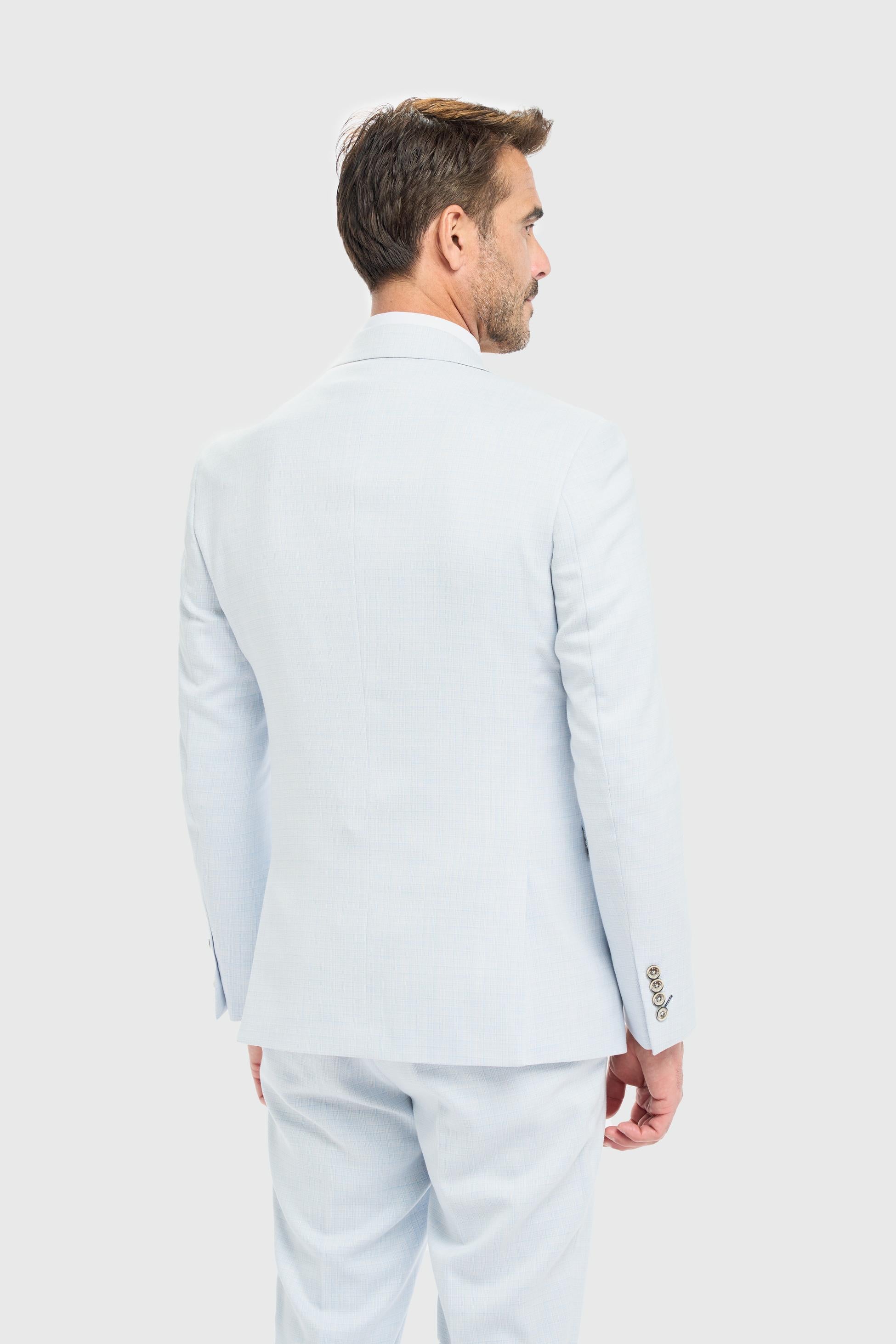 Men’s Slim Fit Textured Formal Suit Jacket - Tropez - Sky Blue