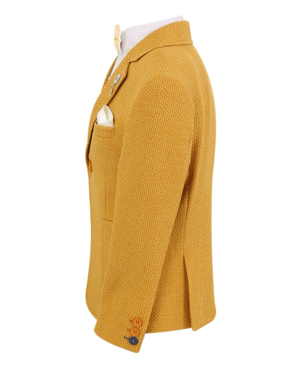 Boys Single Breasted Slim Fit Formal Blazer - GERRARD - Mustard