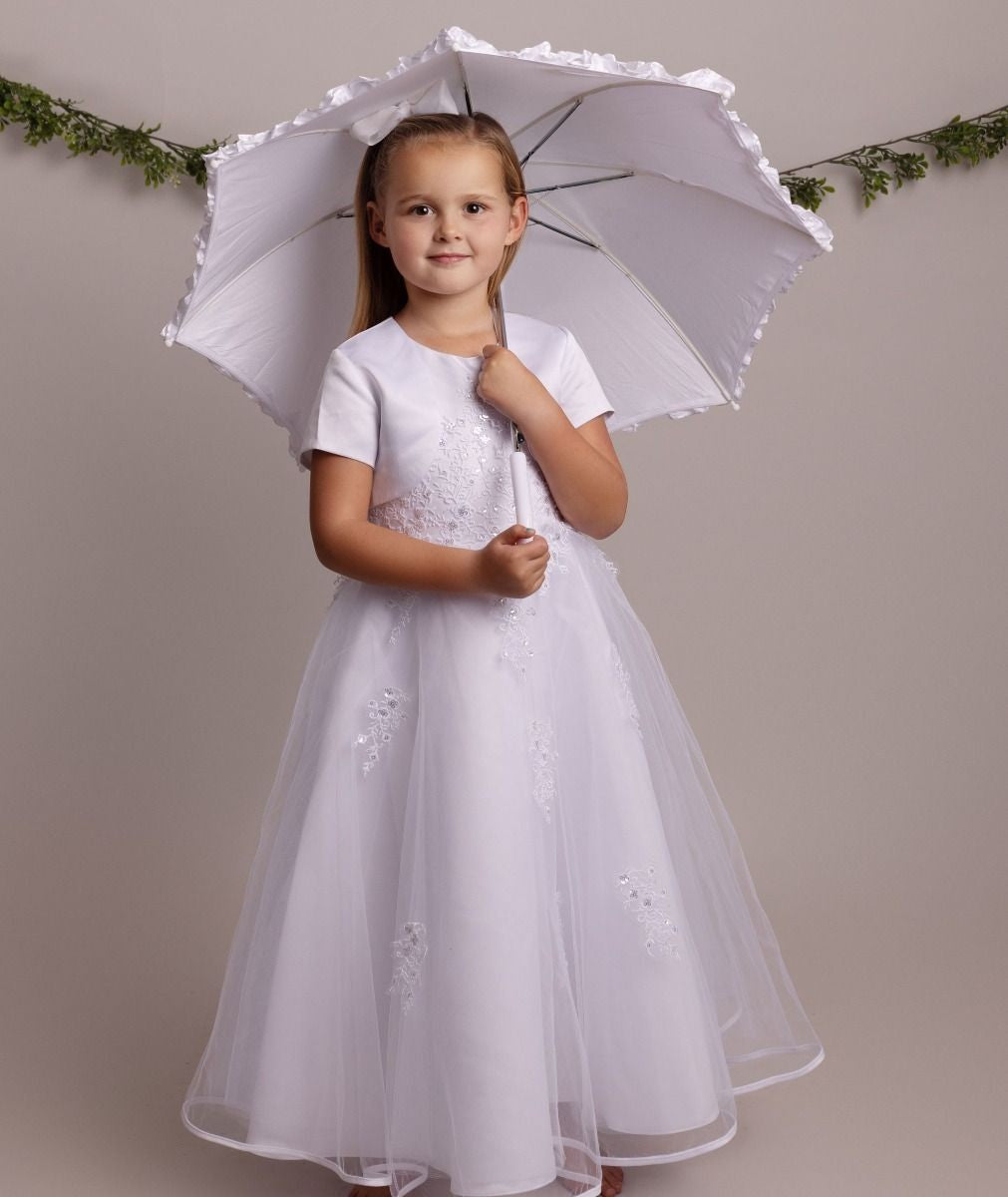 Flower Girl White Lace Dress with Bolero - BEXLEY - White