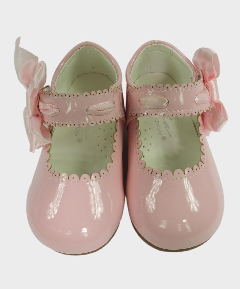 Girls Scalloped Edge Patent Flat Mary jane Shoes - Pink