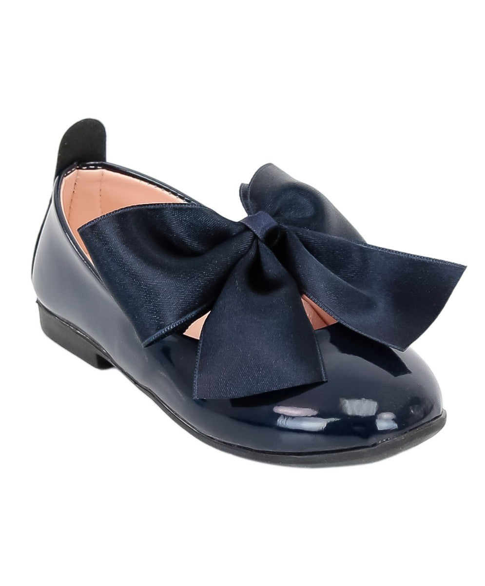 Girls Patent Flat Mary Jane Shoes - ELENA - Navy Blue