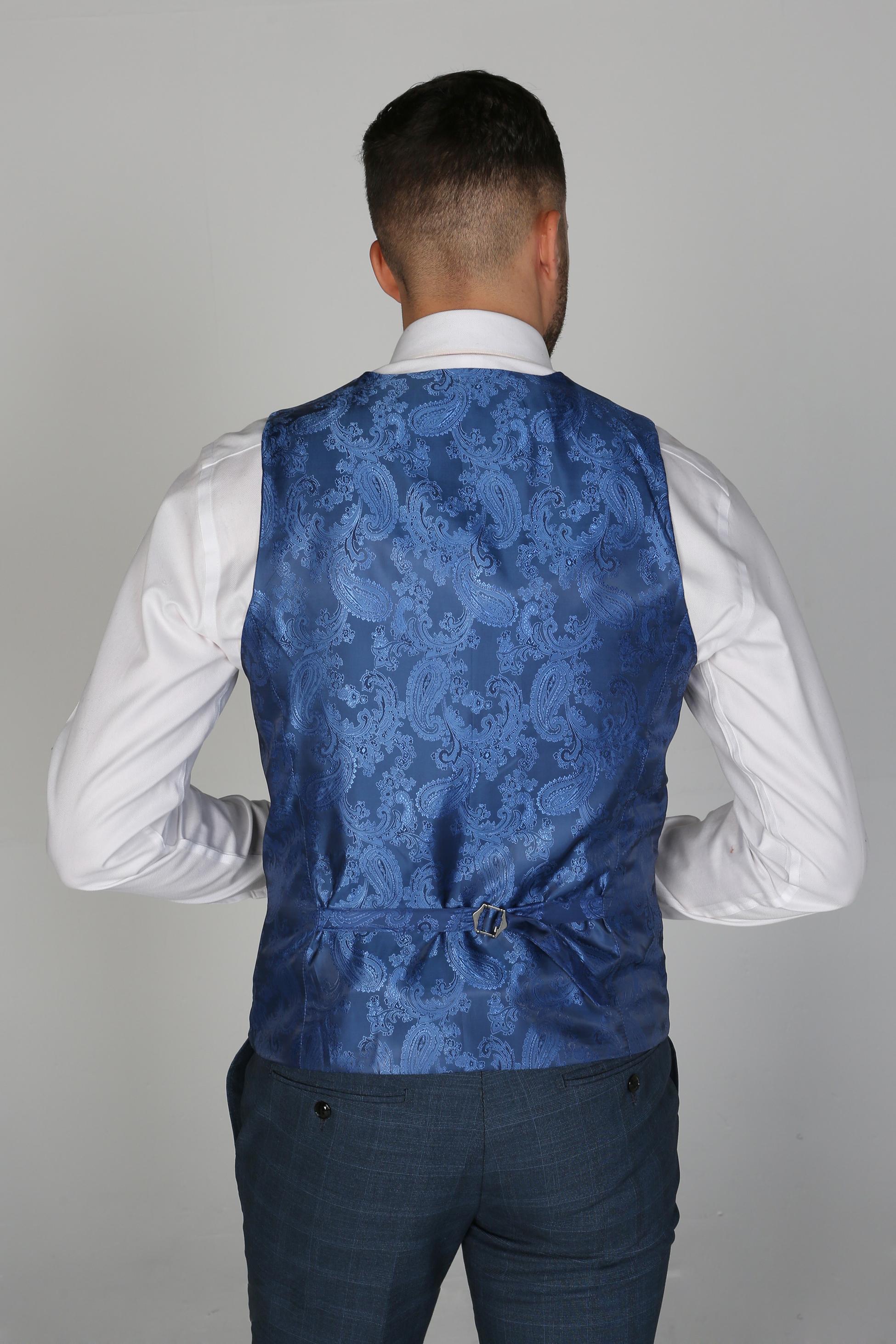 Men’s Check Navy Waistcoat - VICEROY - Navy Blue