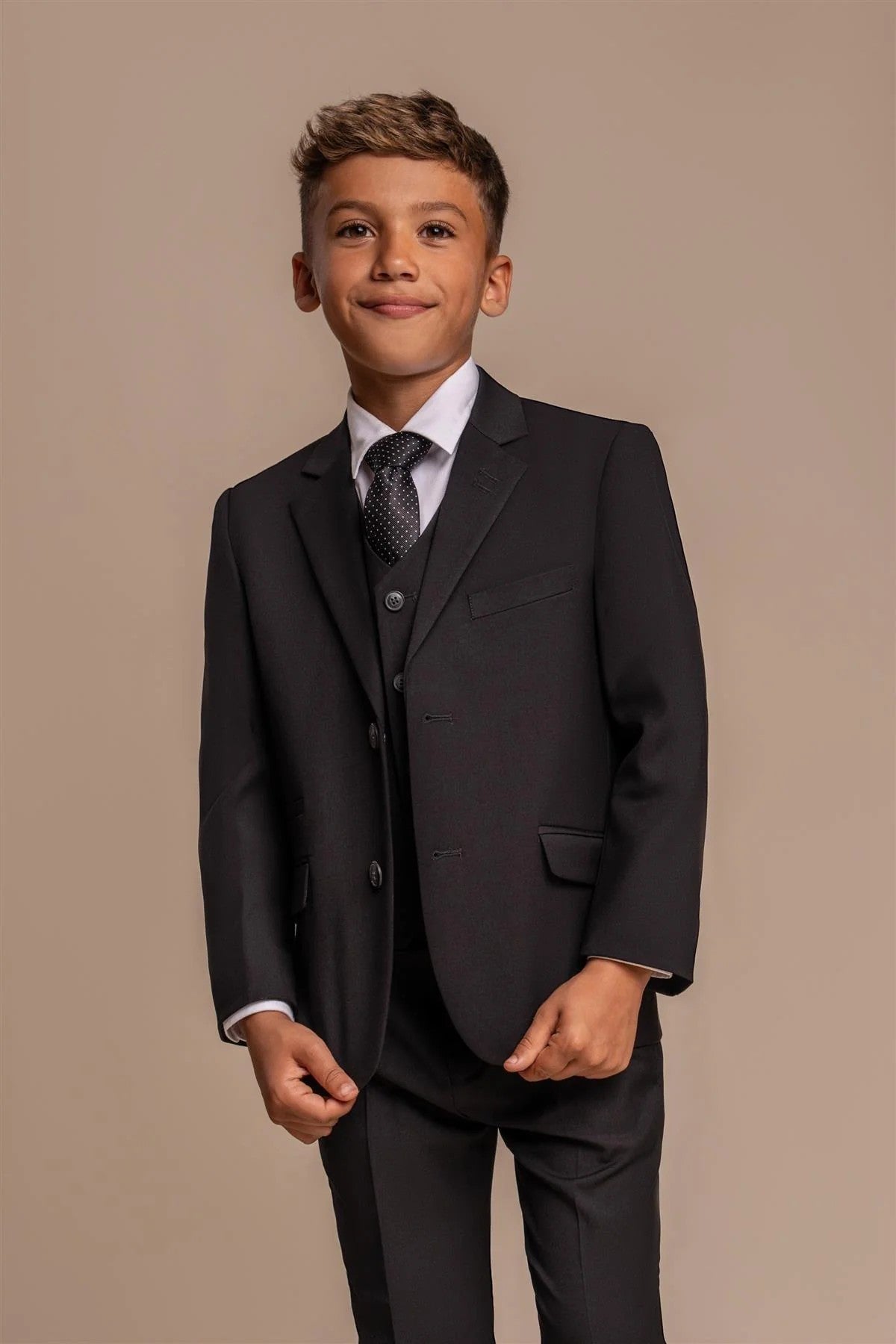 Boys Slim Fit Formal Black Suit - MARCO - Black