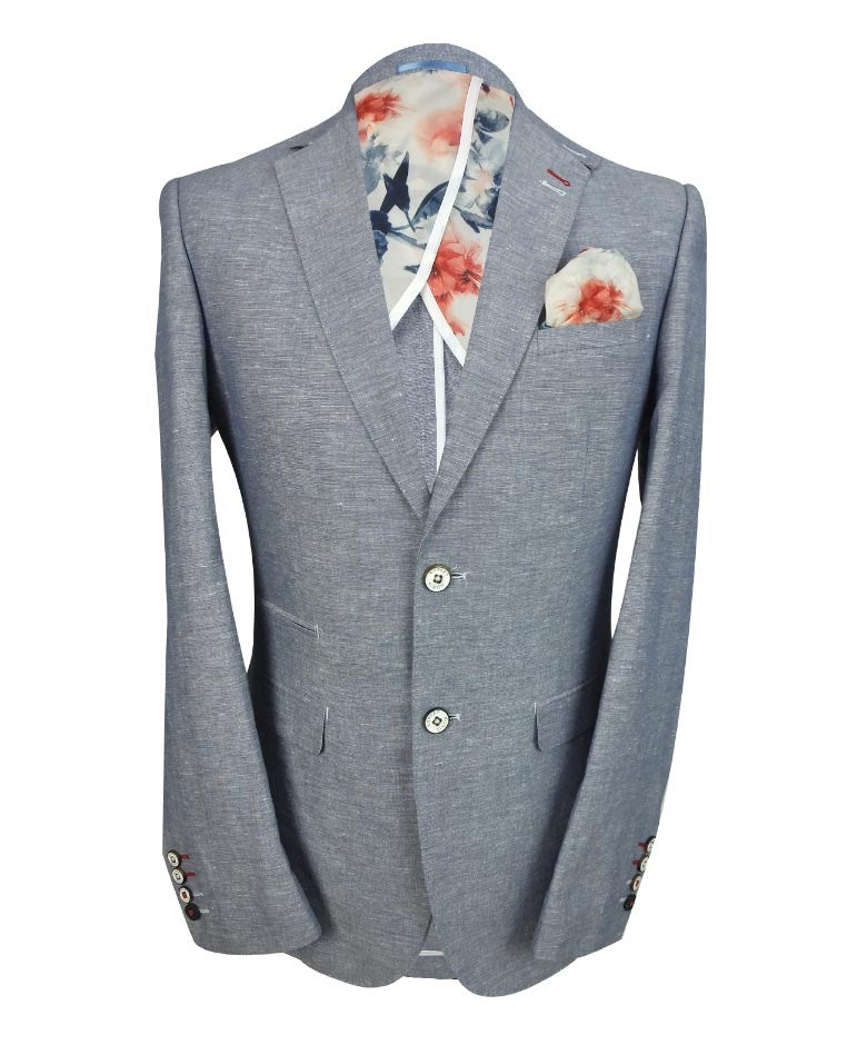 Men's Slim Fit Linen Suit - ETHAN Style - Pale Blue