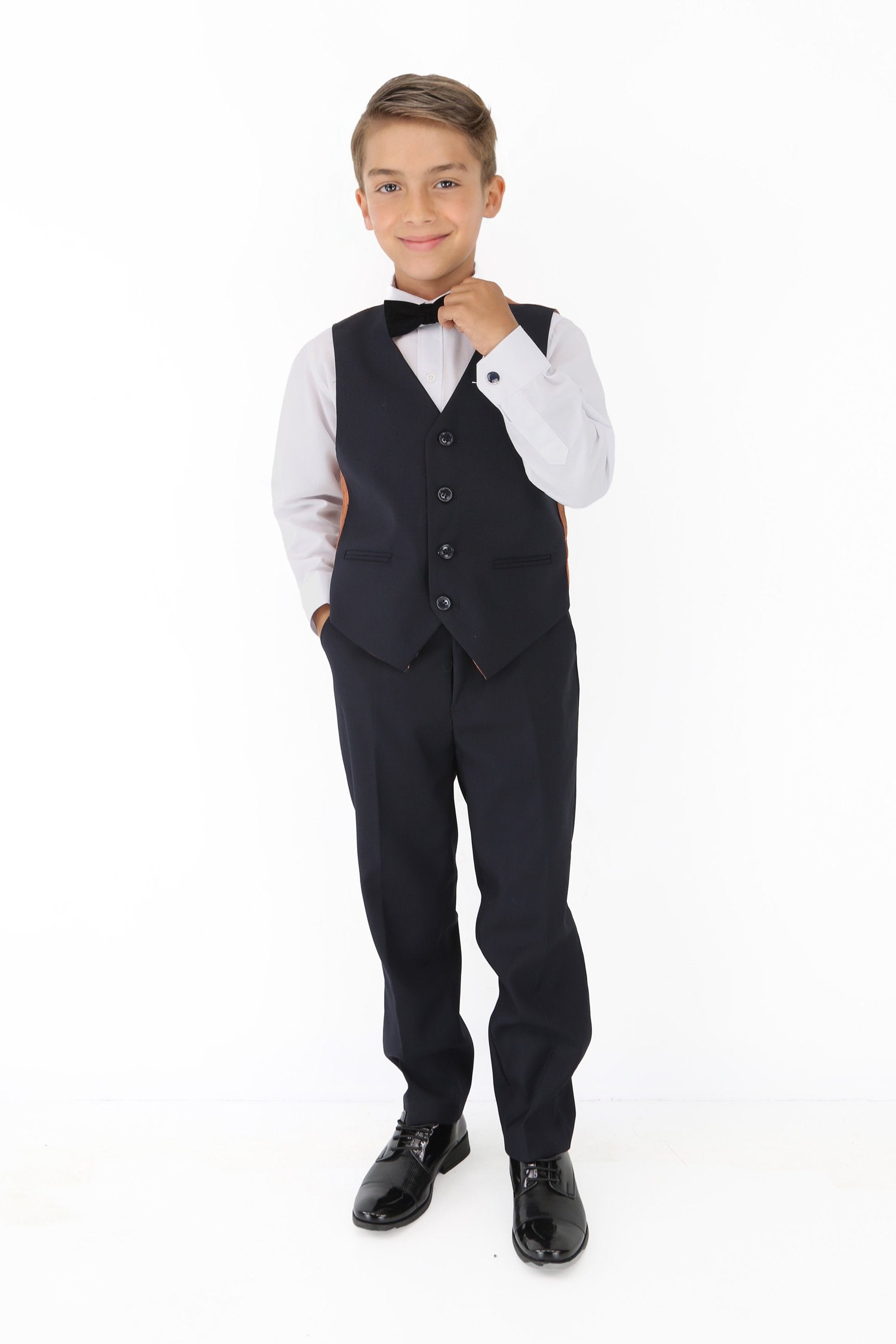 Stylish Boys Tartan Plaid Suit - Navy Blue - Green