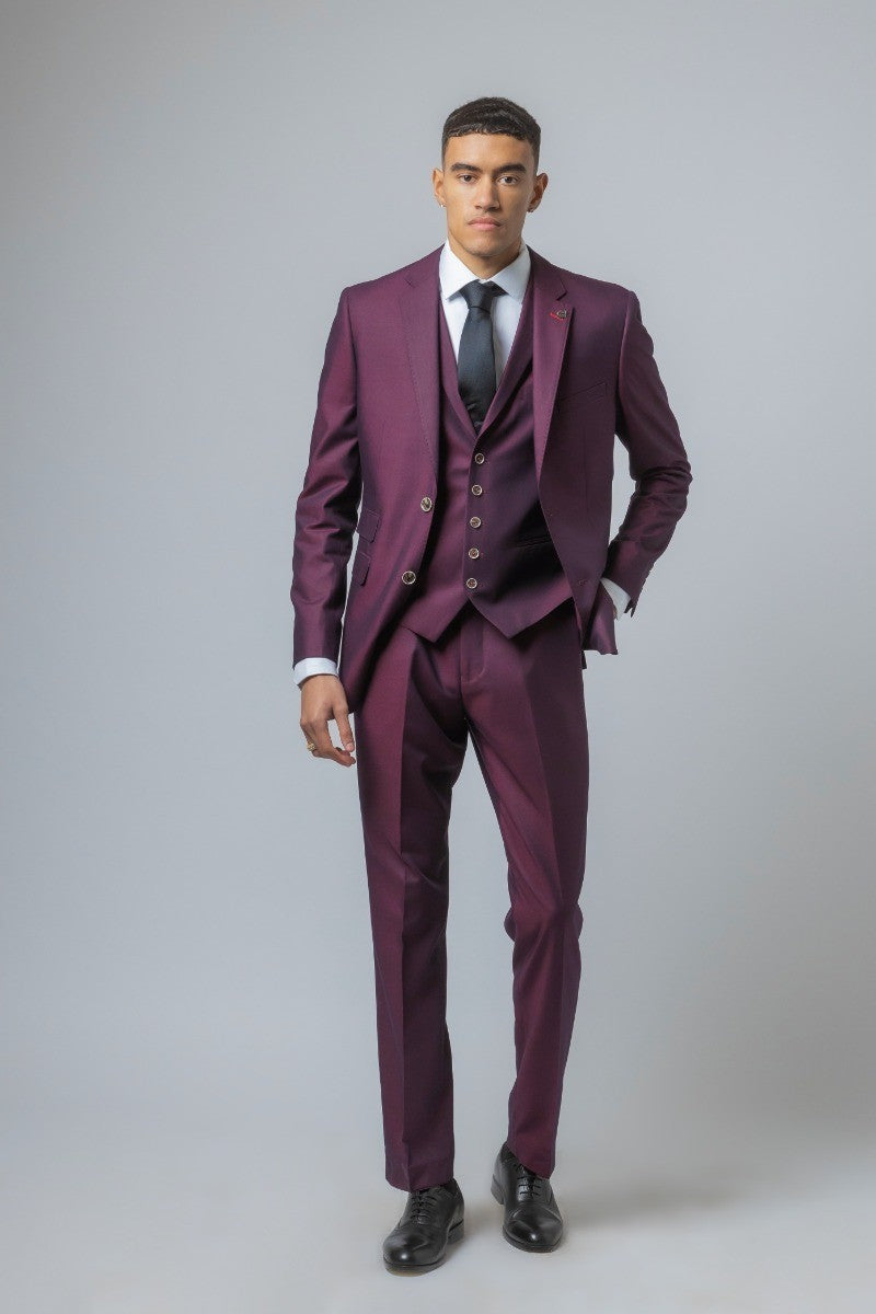 Men's Lincoln Slim Fit Burgundy Suit - Burgundy