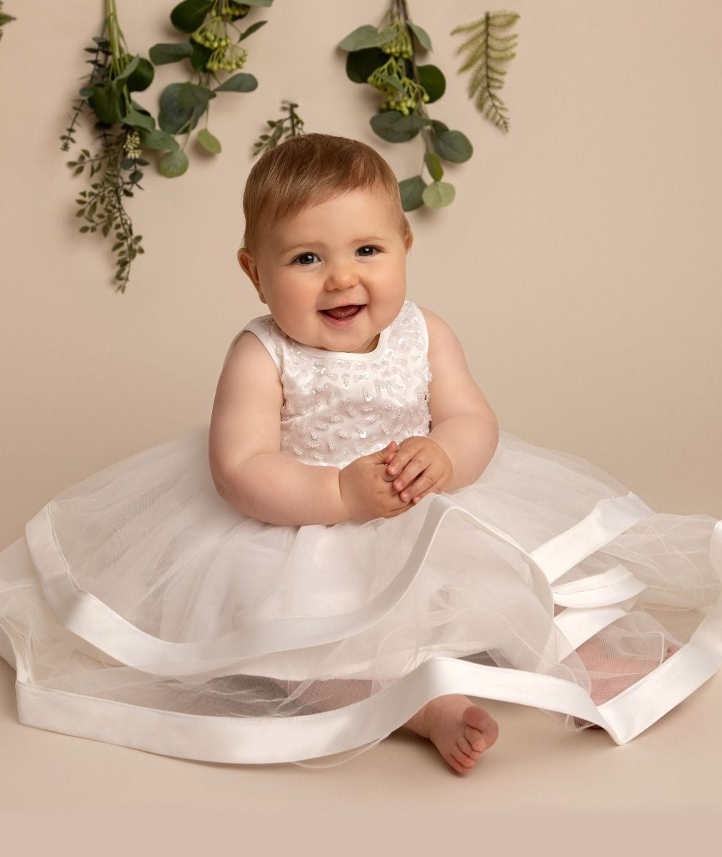 Ivory Sequin and Tulle Dress for Girls and Babies – JORJA - Ivory